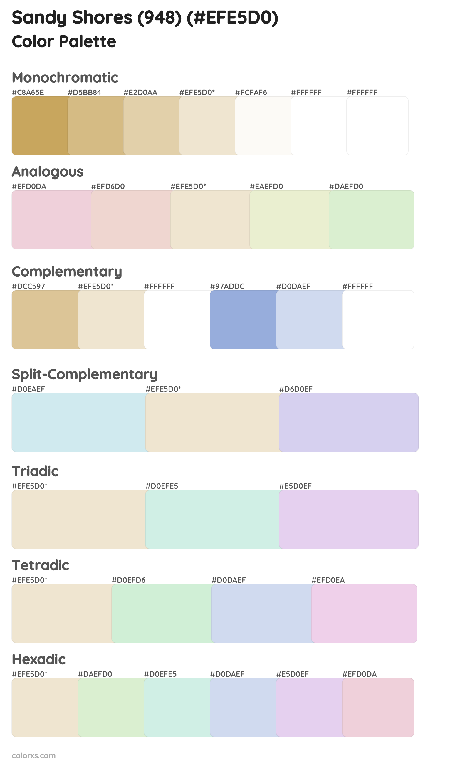 Sandy Shores (948) Color Scheme Palettes