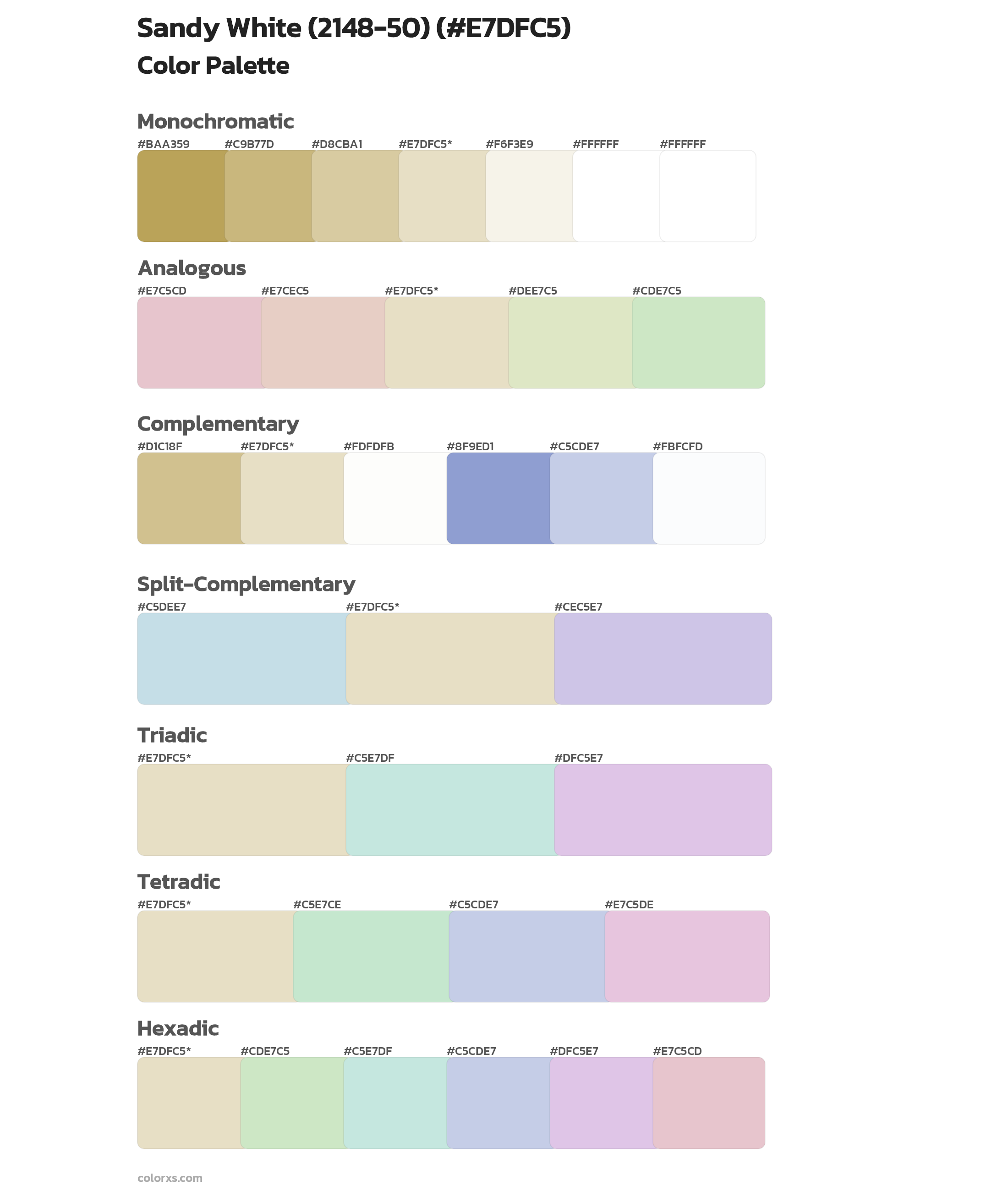 Sandy White (2148-50) Color Scheme Palettes
