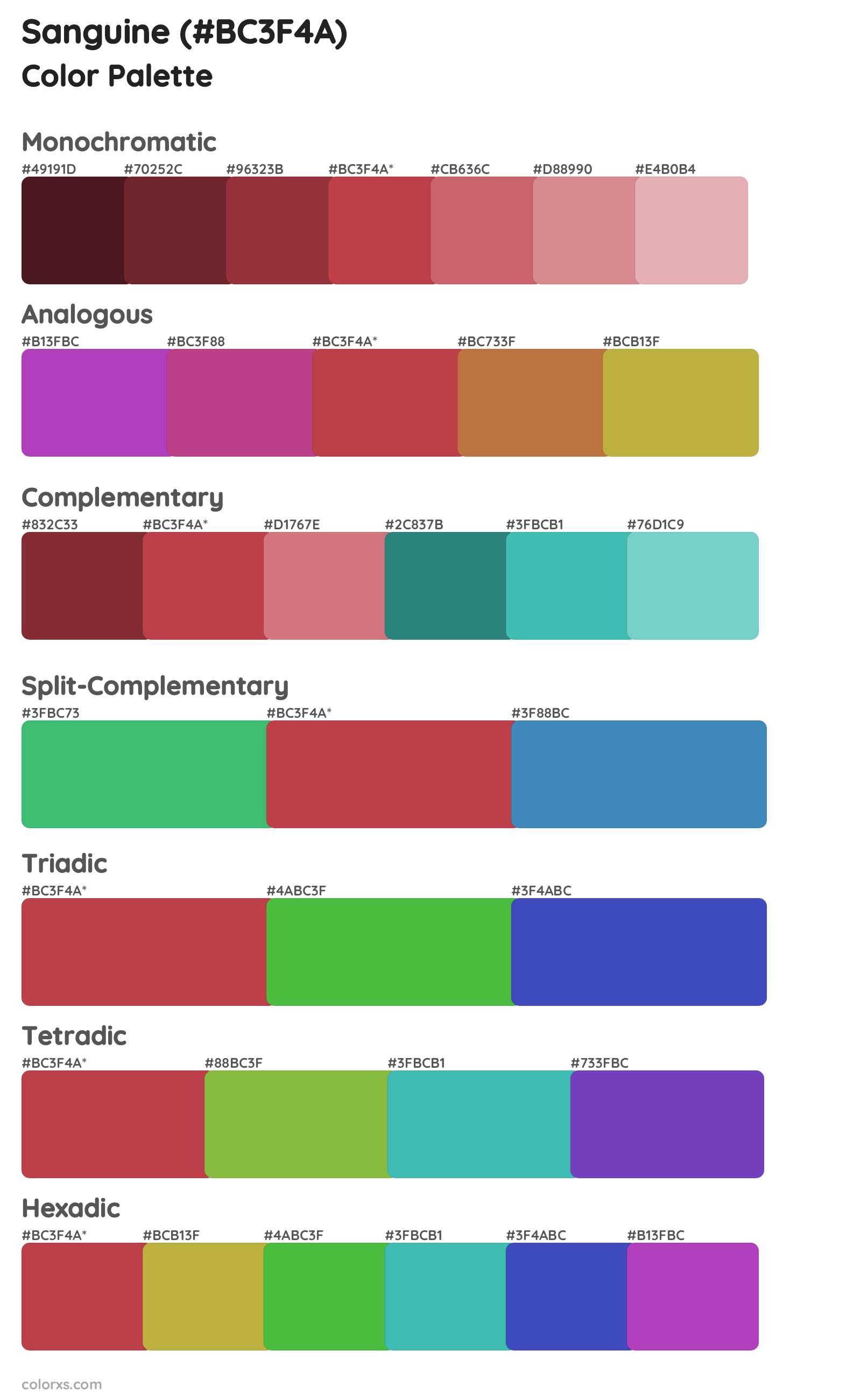 Sanguine Color Scheme Palettes