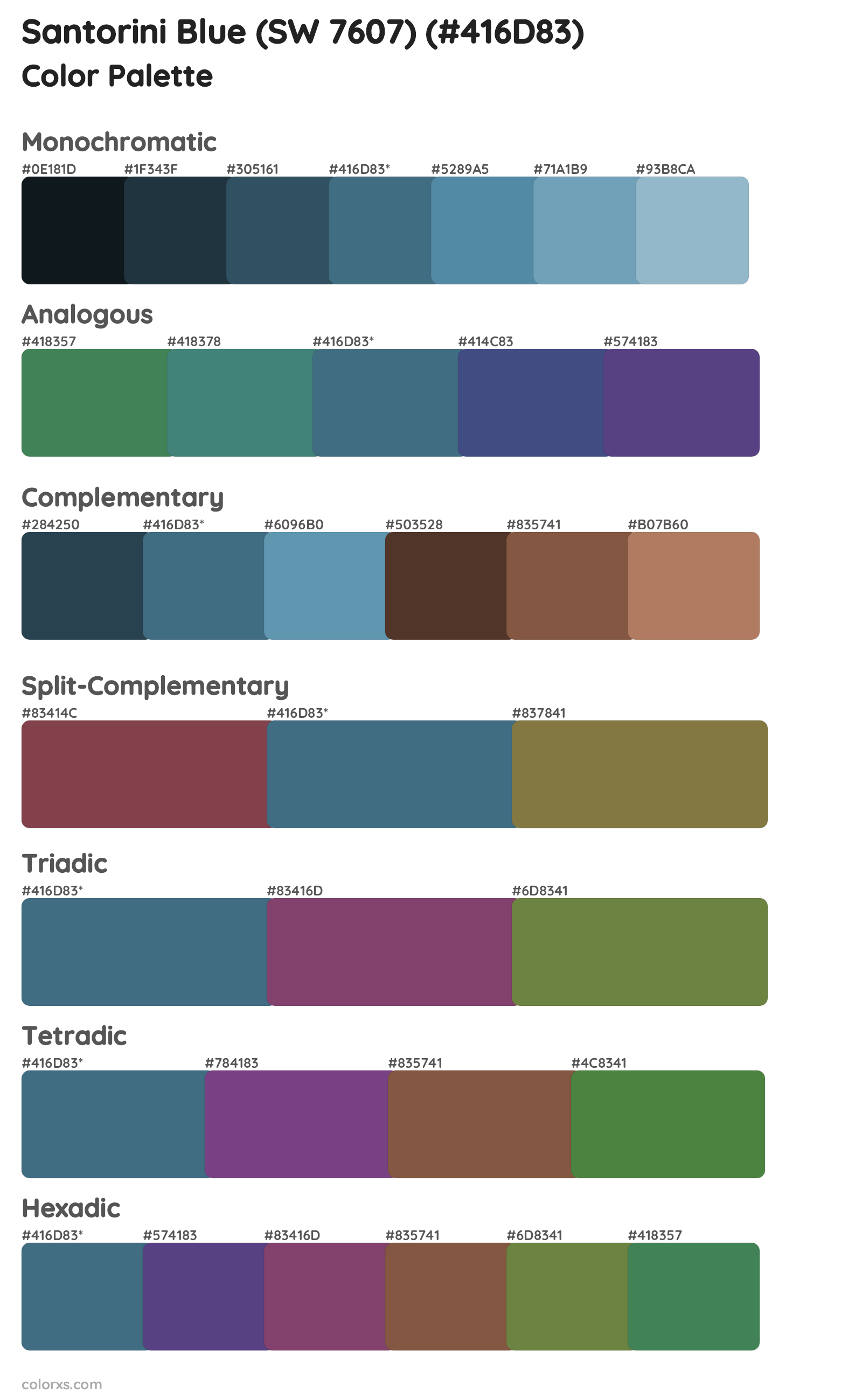 Santorini Blue (SW 7607) Color Scheme Palettes