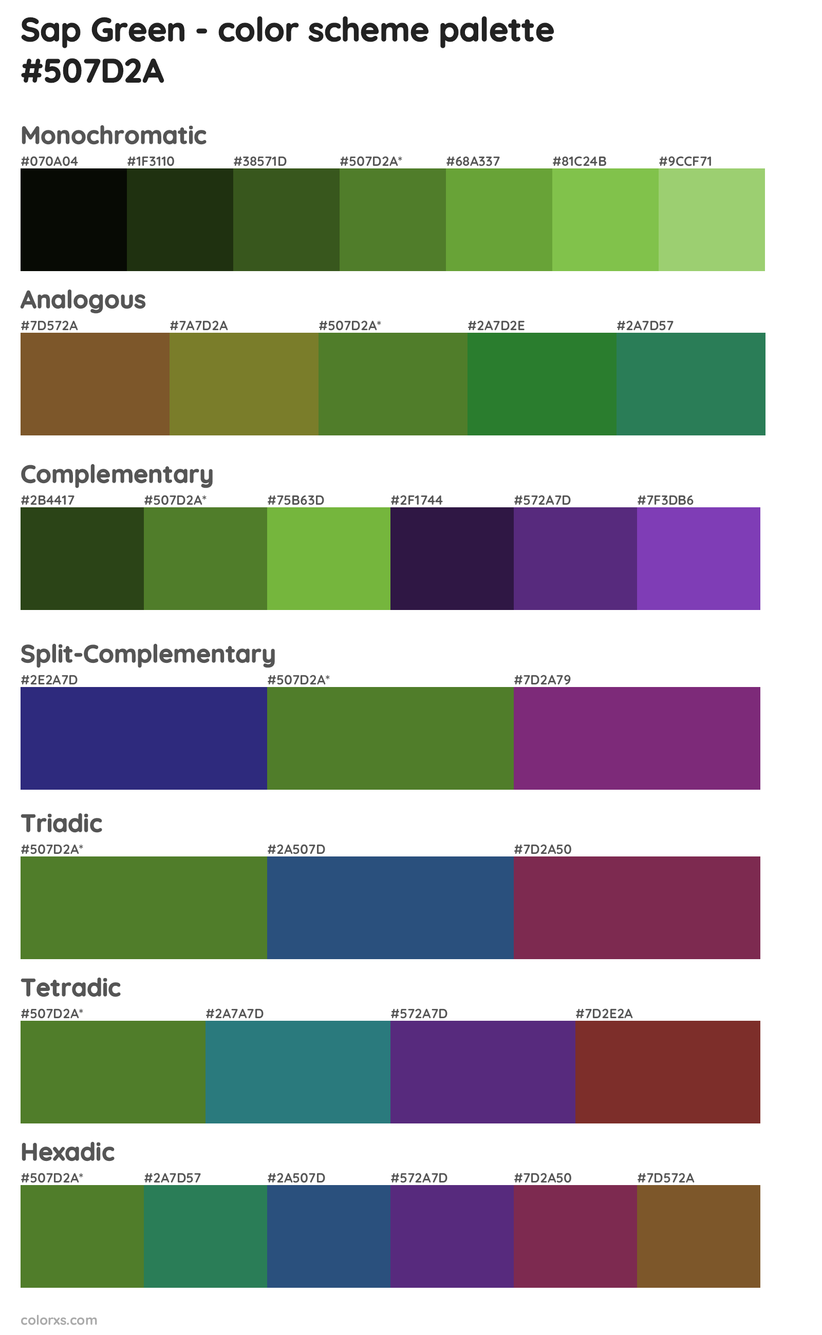 Sap Green Color Scheme Palettes