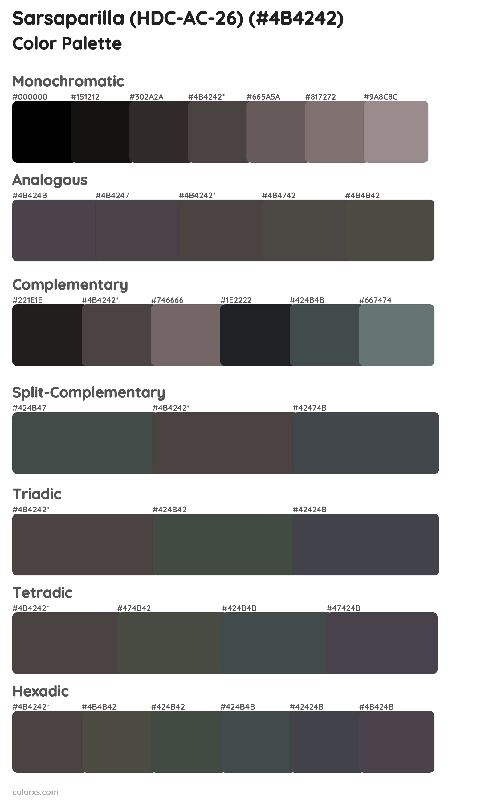 Sarsaparilla (HDC-AC-26) Color Scheme Palettes
