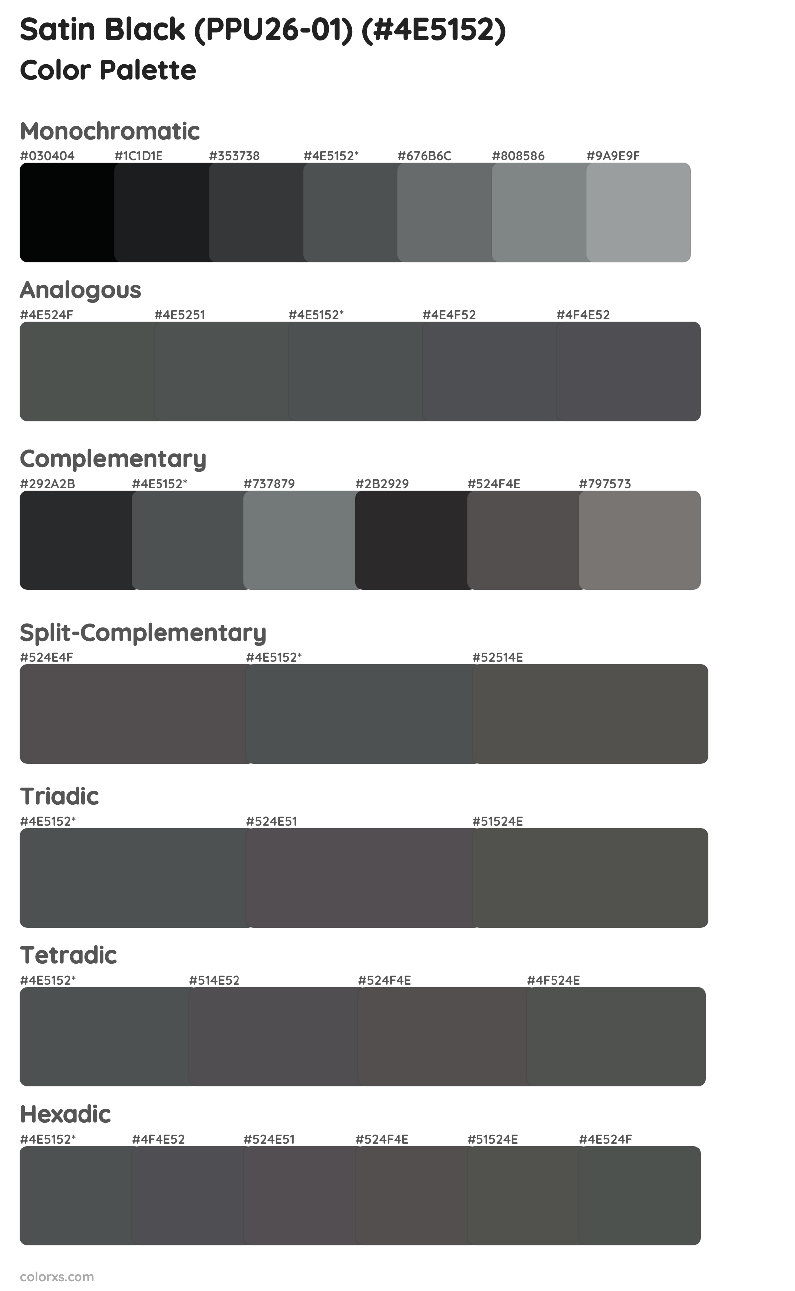 Satin Black (PPU26-01) Color Scheme Palettes