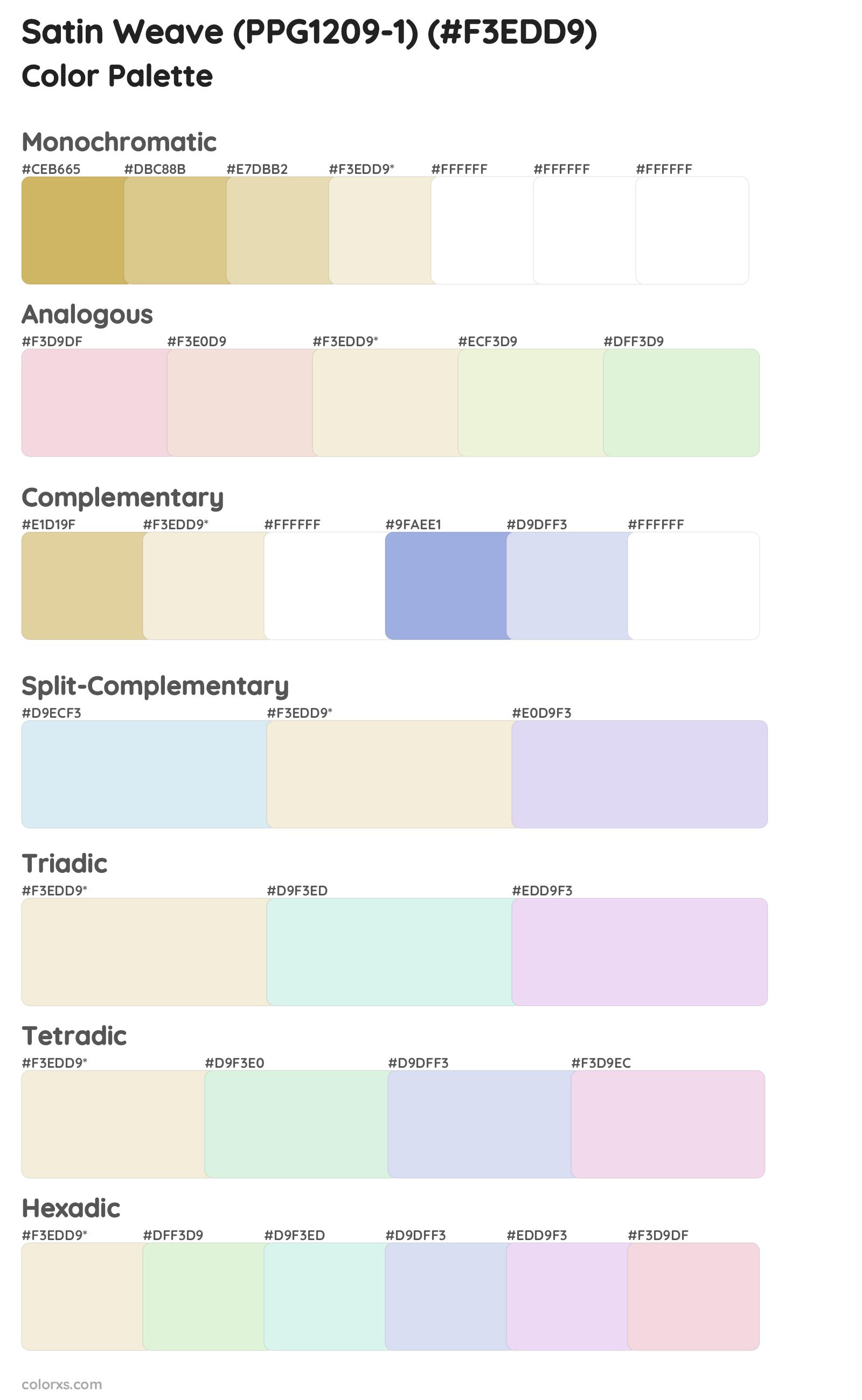 Satin Weave (PPG1209-1) Color Scheme Palettes