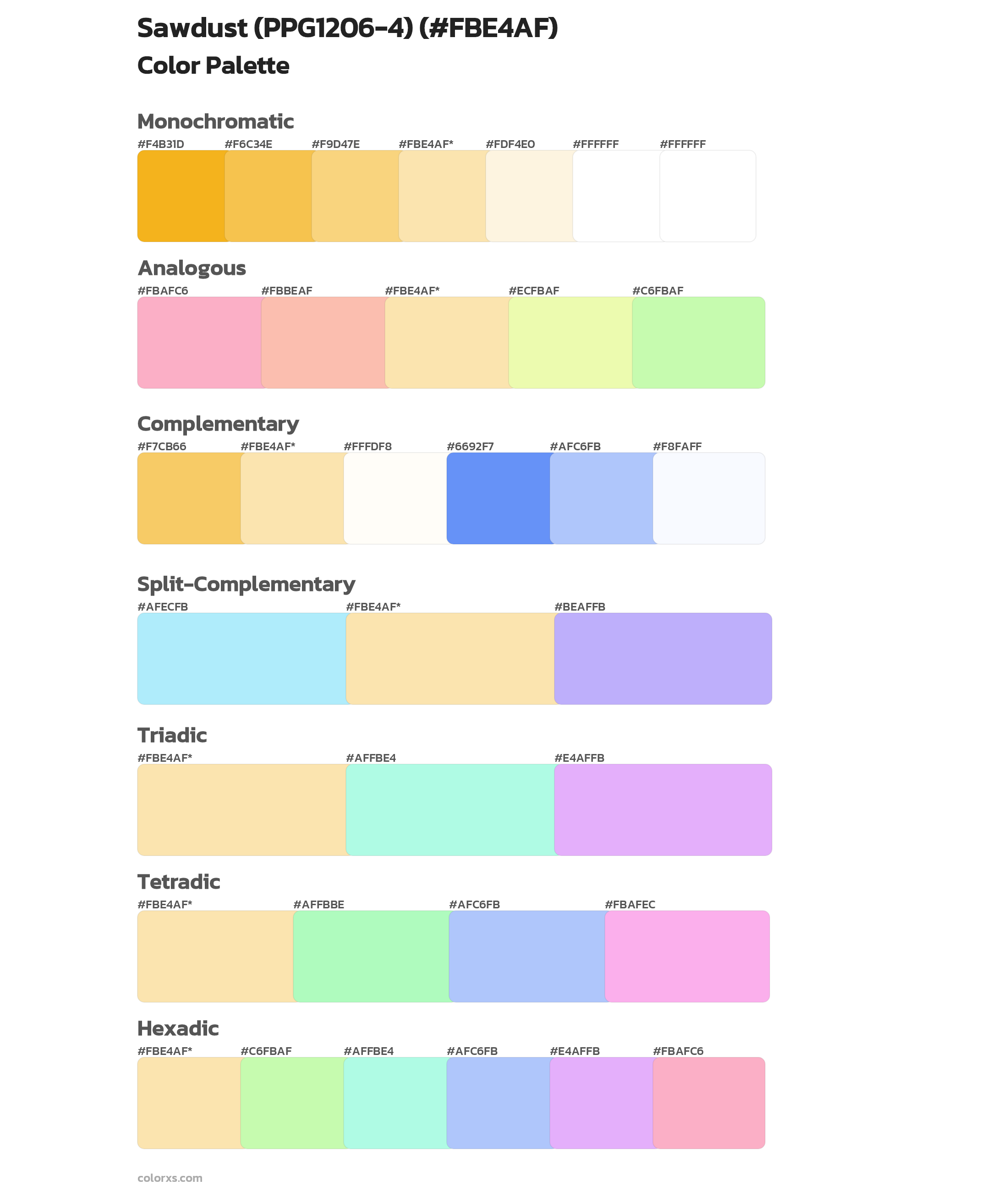 Sawdust (PPG1206-4) Color Scheme Palettes