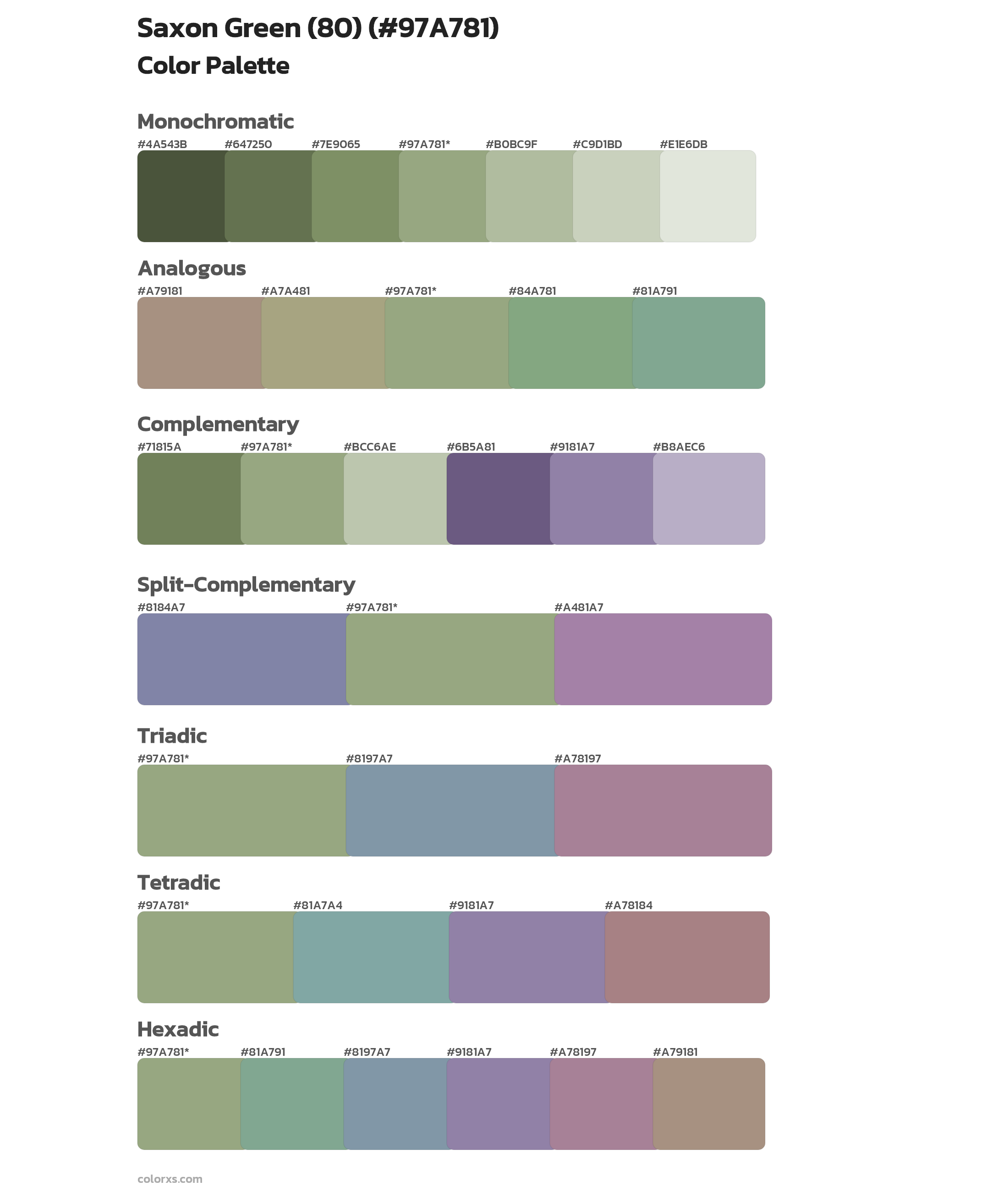 Saxon Green (80) Color Scheme Palettes