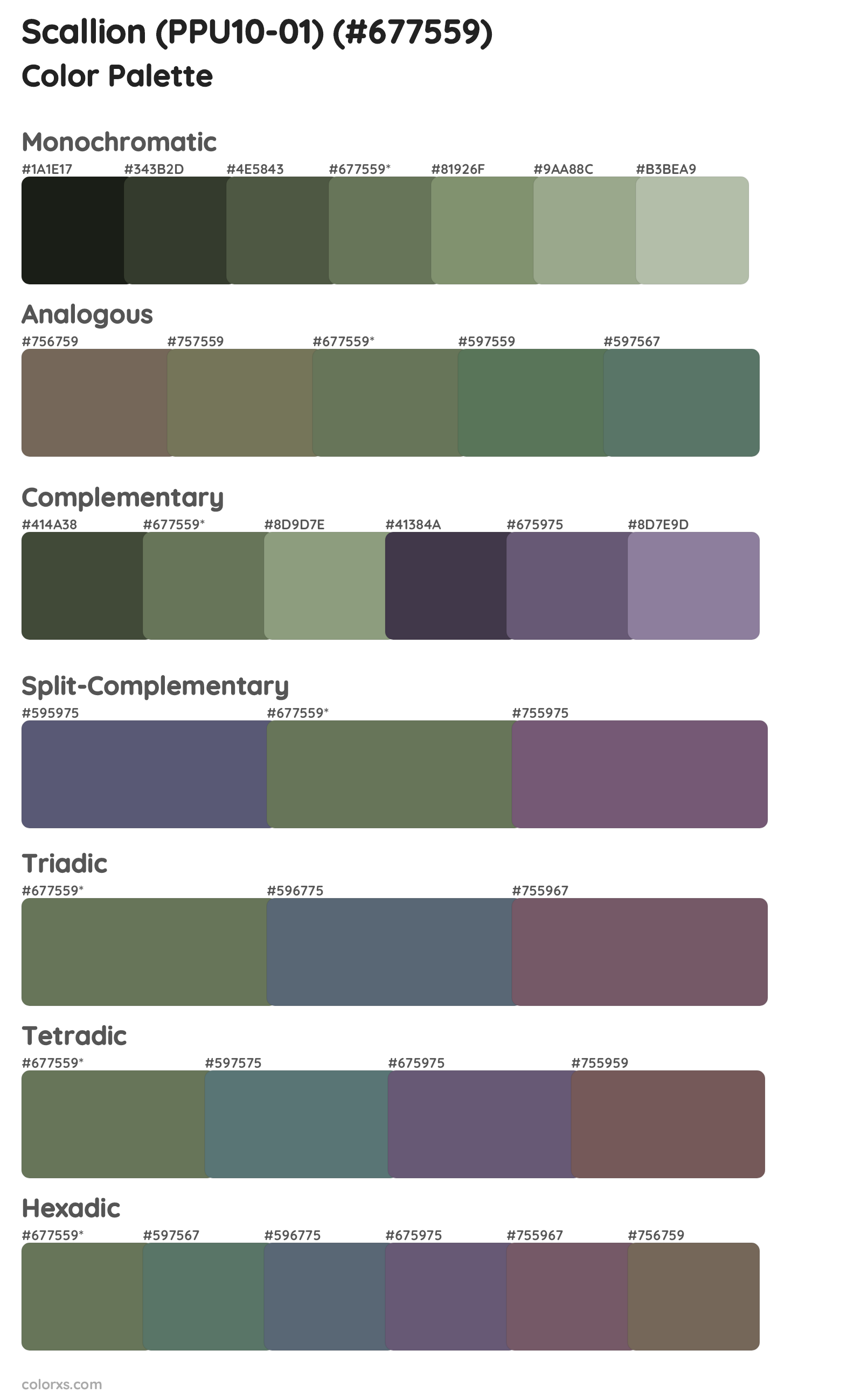 Scallion (PPU10-01) Color Scheme Palettes
