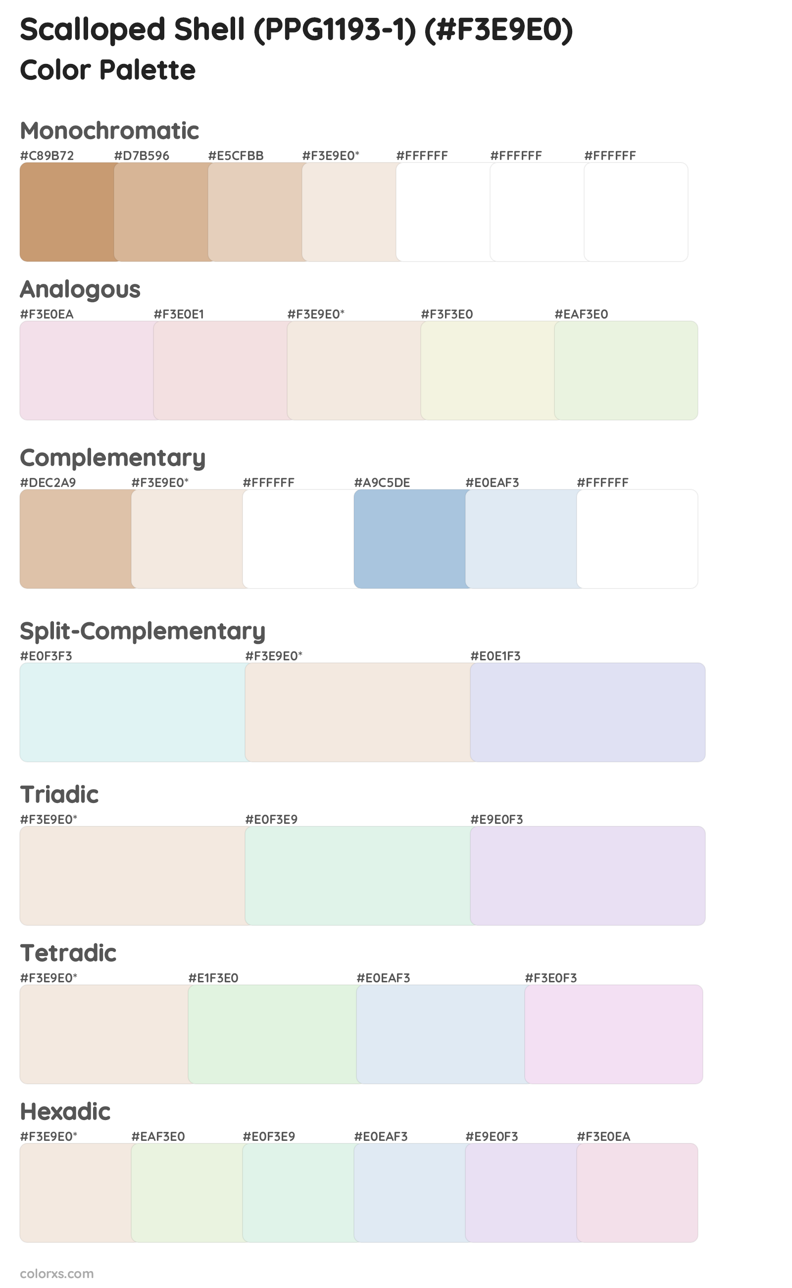 Scalloped Shell (PPG1193-1) Color Scheme Palettes