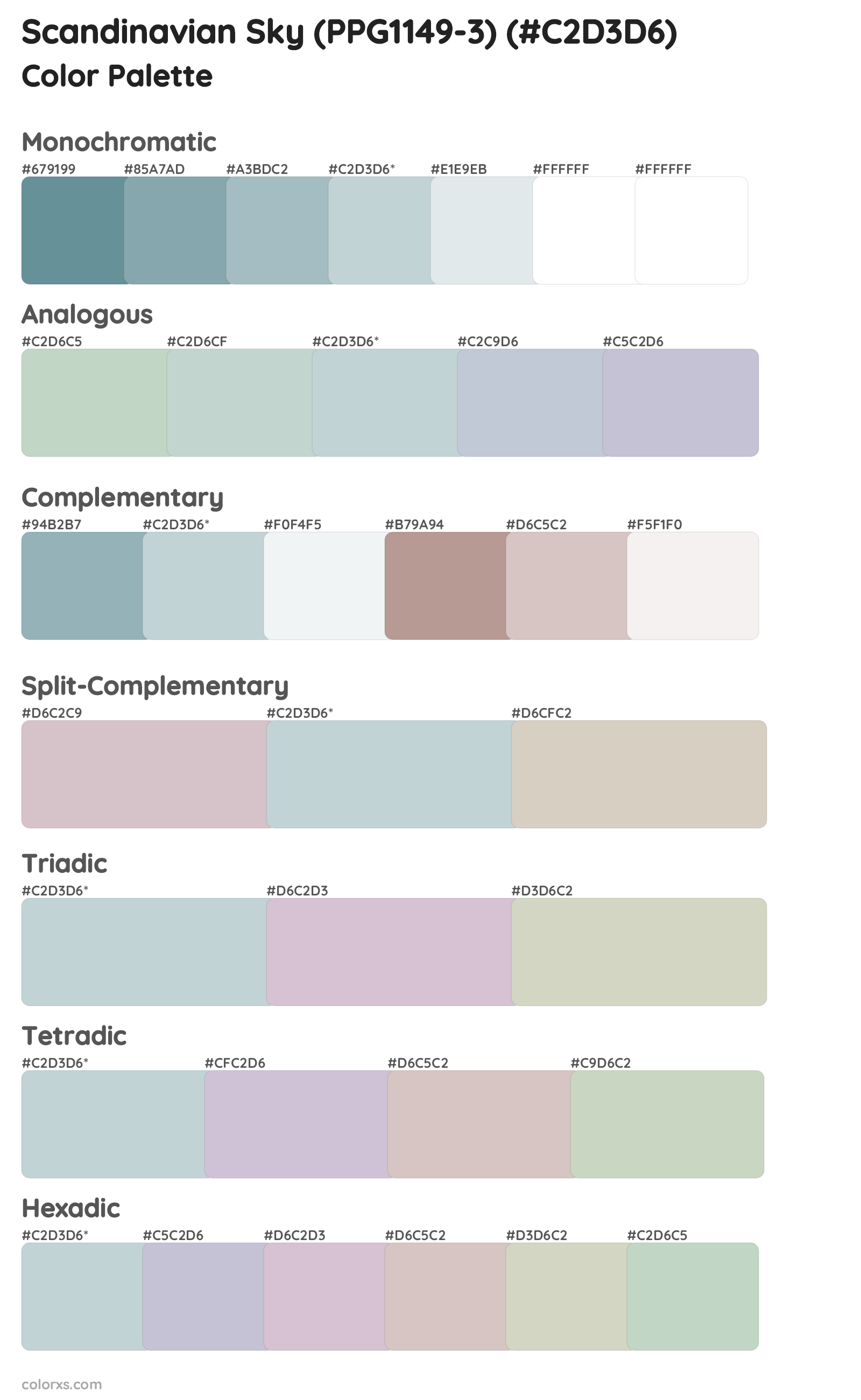 Scandinavian Sky (PPG1149-3) Color Scheme Palettes