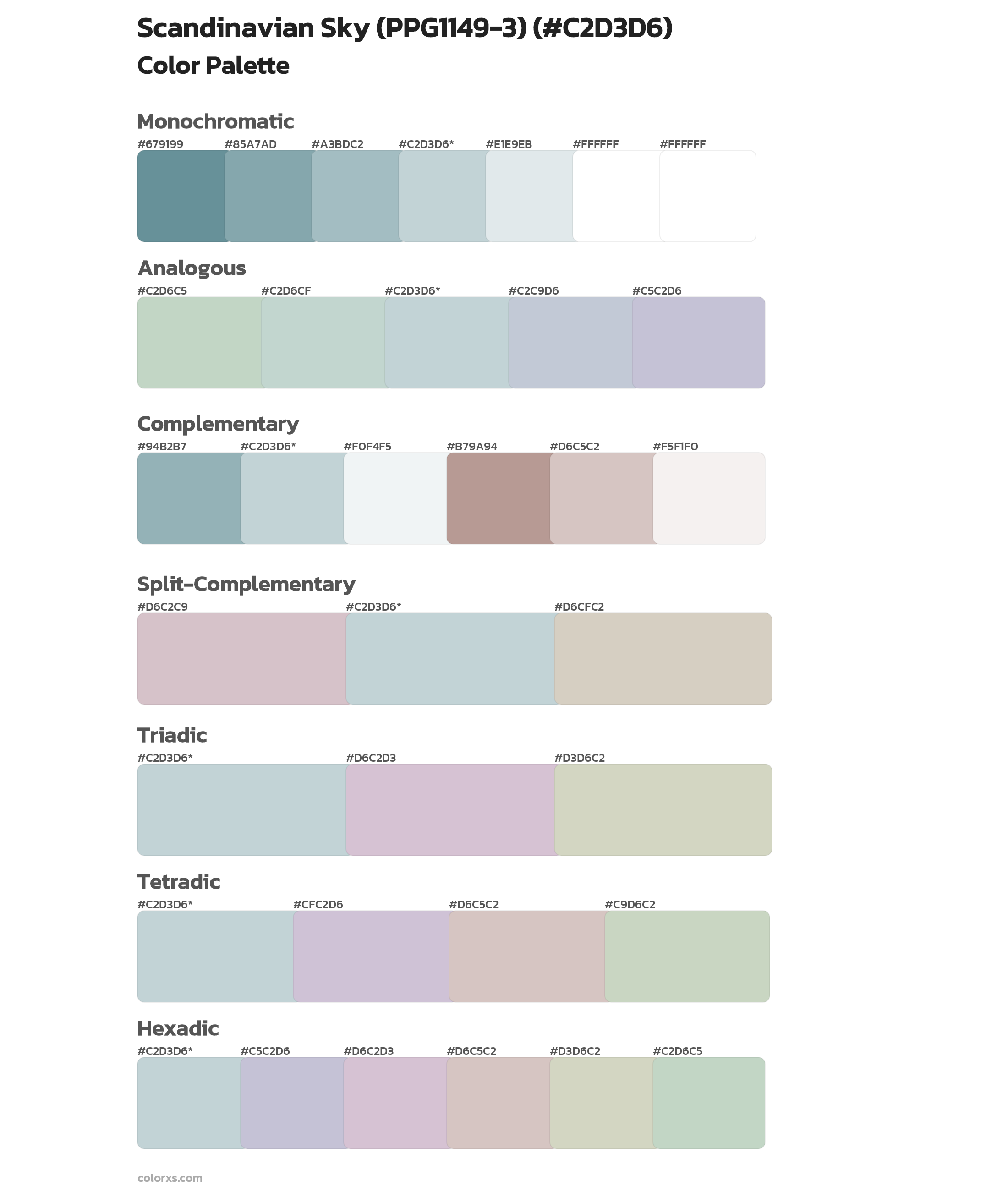 Scandinavian Sky (PPG1149-3) Color Scheme Palettes