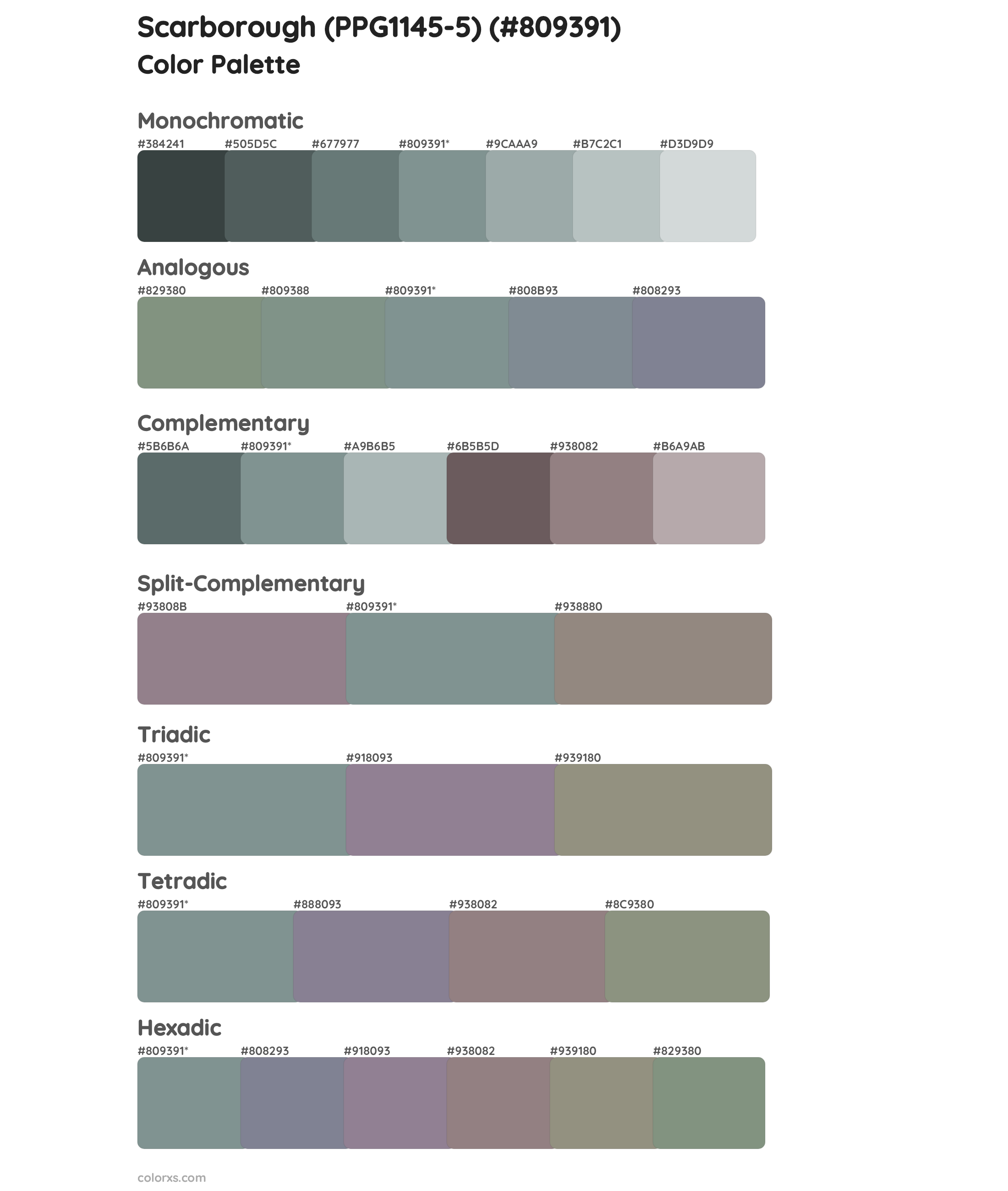 Scarborough (PPG1145-5) Color Scheme Palettes