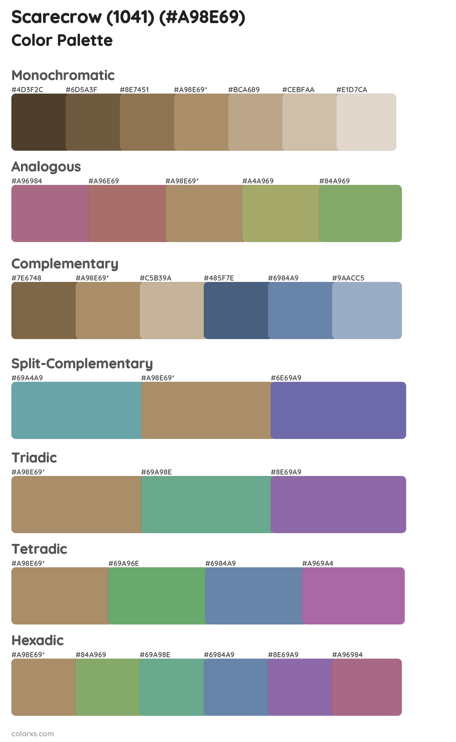 Scarecrow (1041) Color Scheme Palettes