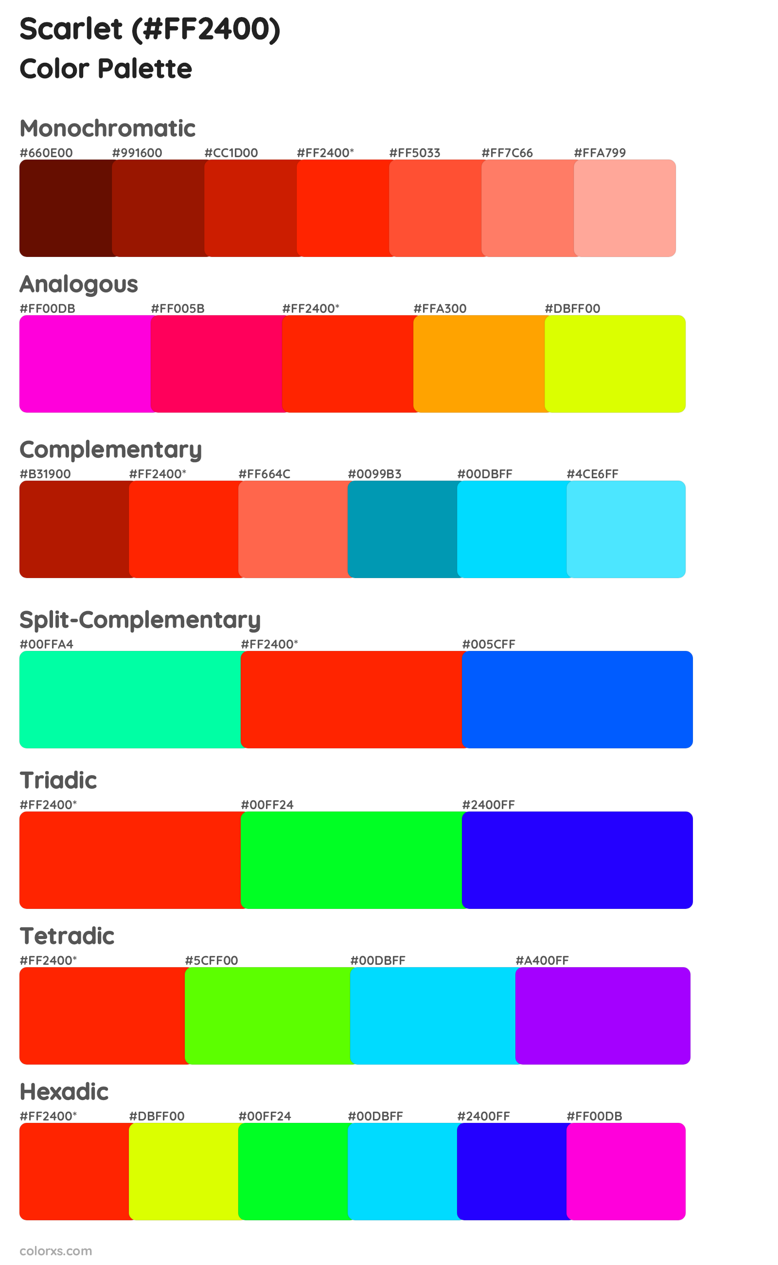 Scarlet Color Scheme Palettes