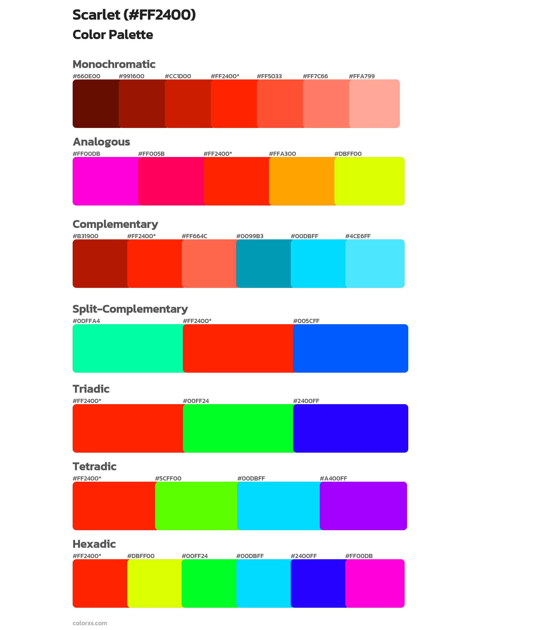 Scarlet Color Scheme Palettes