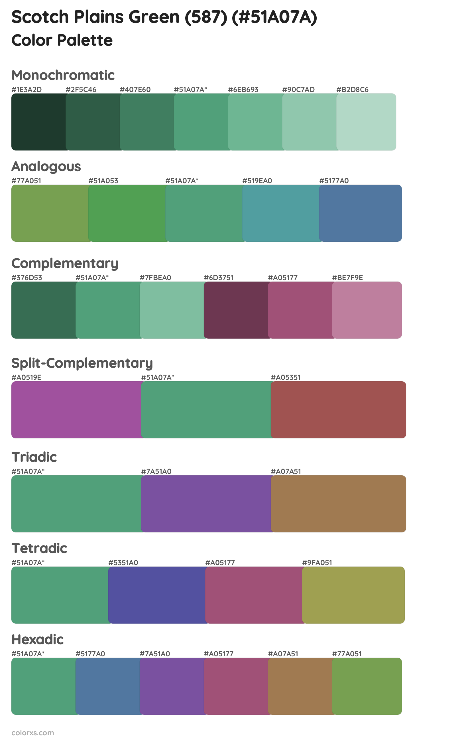 Scotch Plains Green (587) Color Scheme Palettes