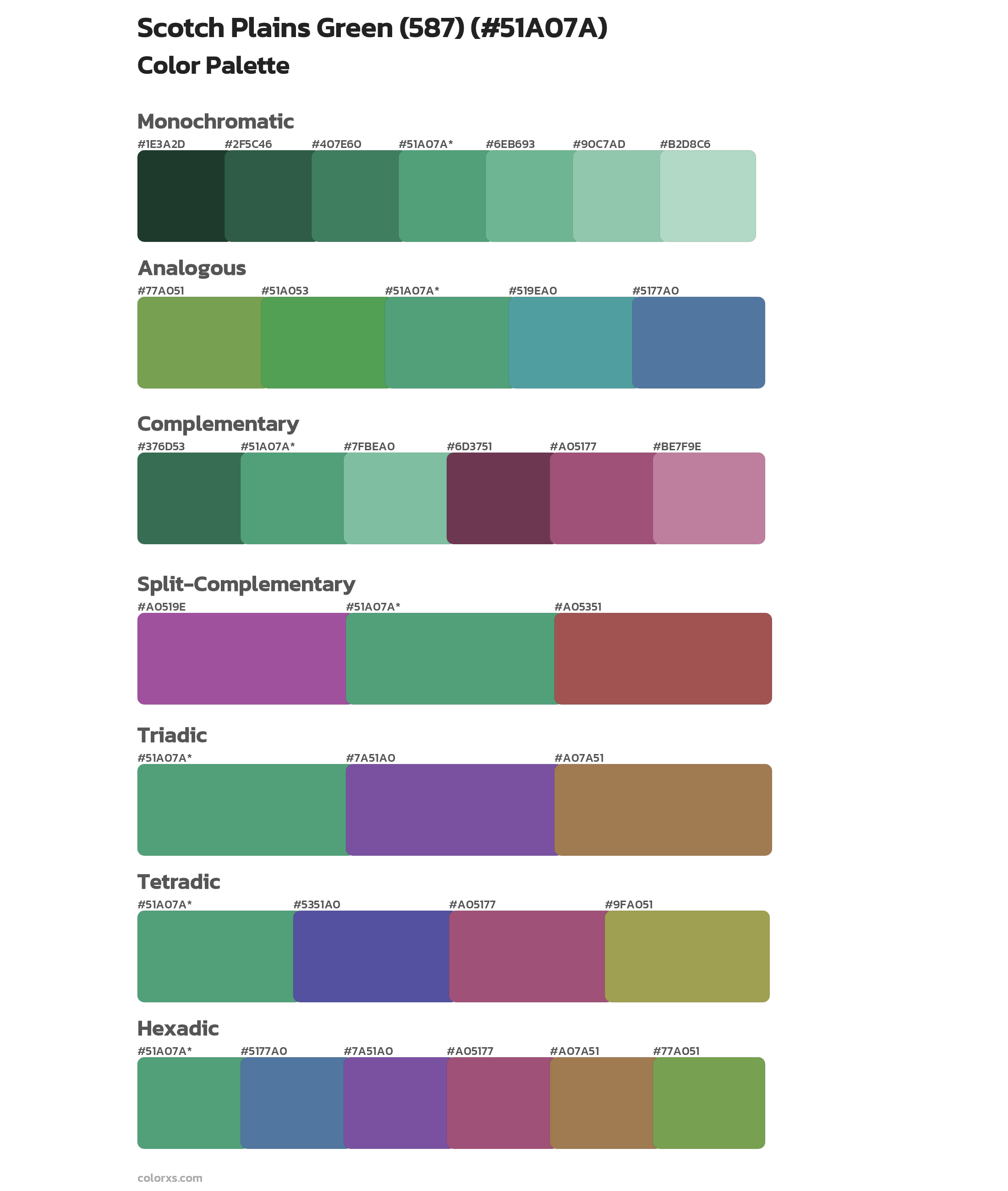 Scotch Plains Green (587) Color Scheme Palettes