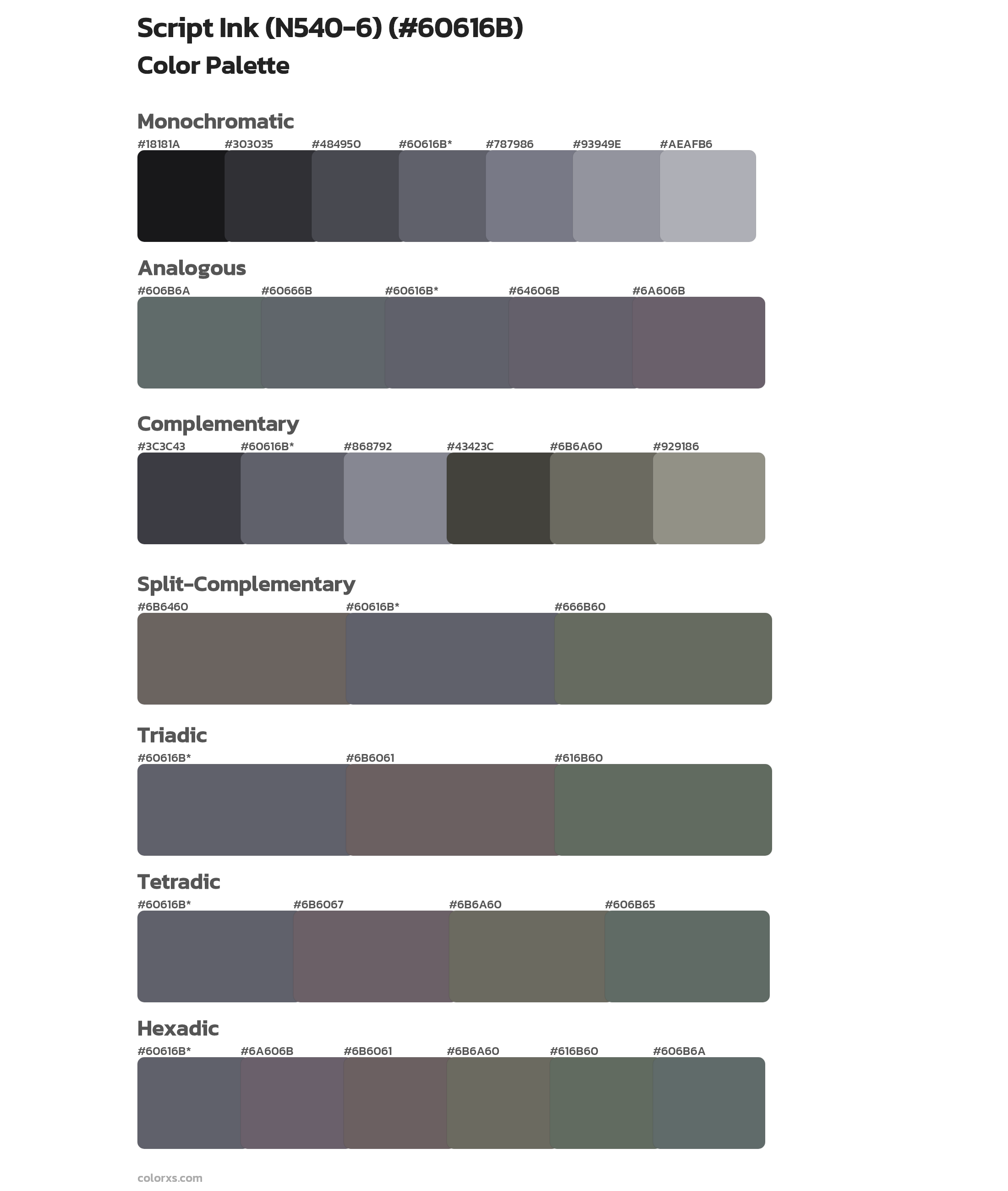 Script Ink (N540-6) Color Scheme Palettes