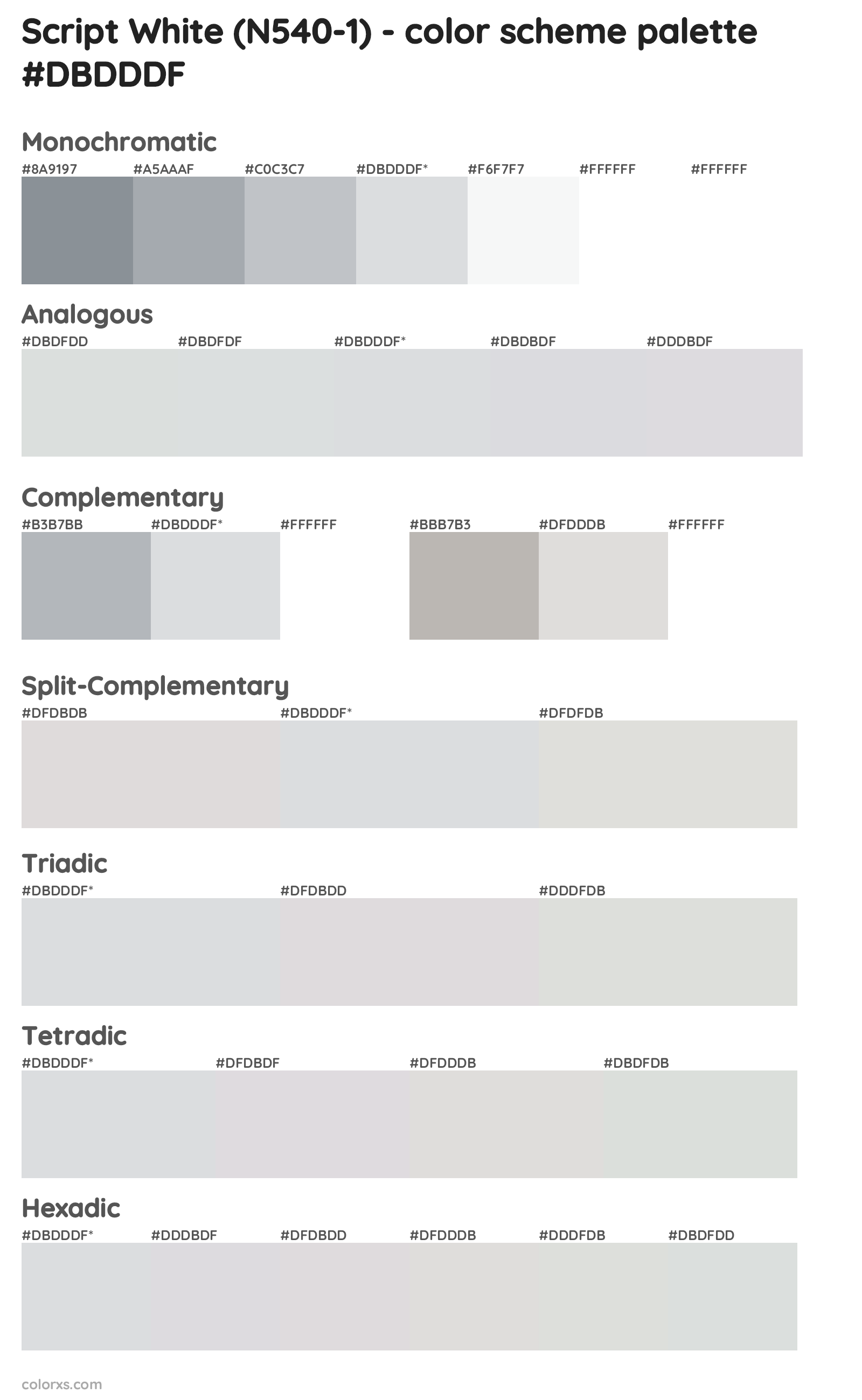 Script White (N540-1) Color Scheme Palettes