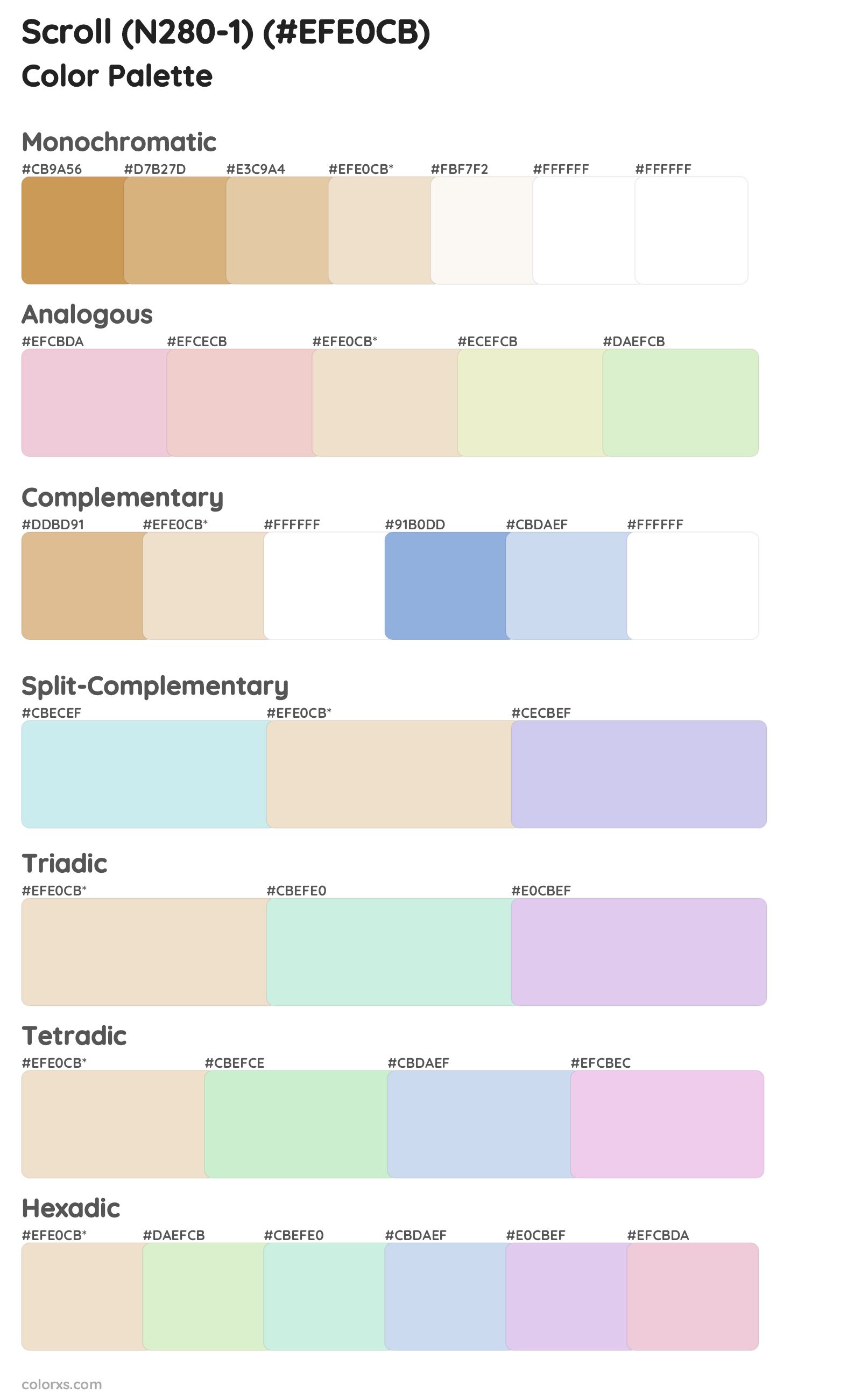 Scroll (N280-1) Color Scheme Palettes
