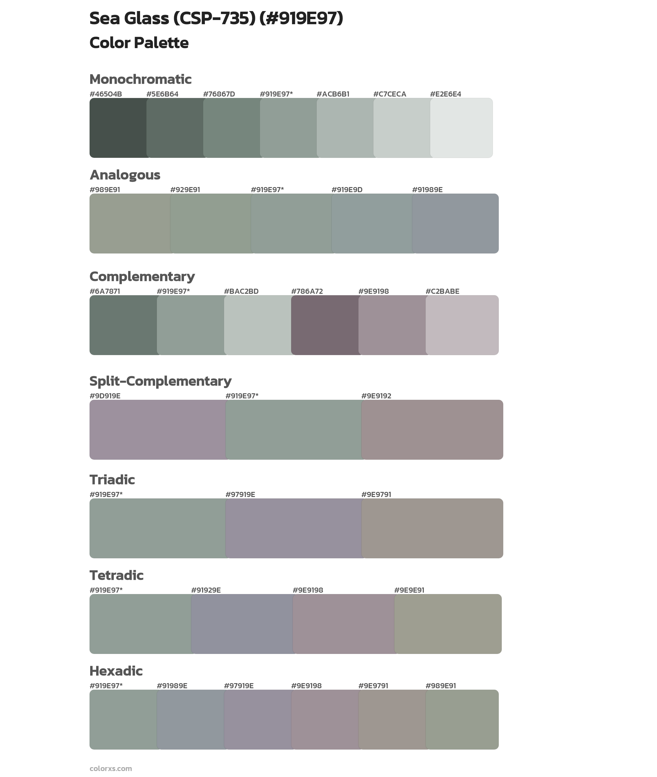 Sea Glass (CSP-735) Color Scheme Palettes