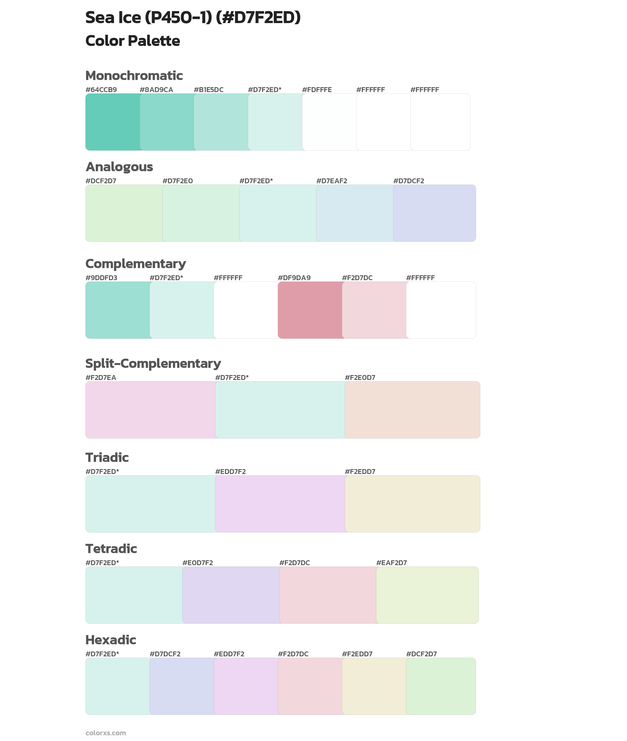 Sea Ice (P450-1) Color Scheme Palettes