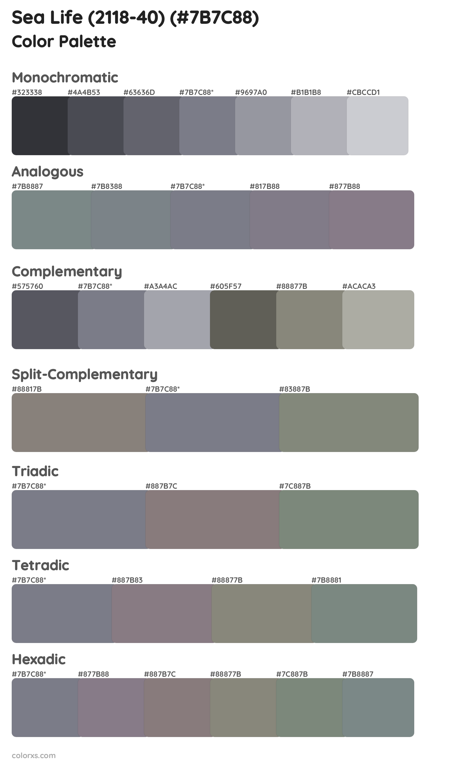 Sea Life (2118-40) Color Scheme Palettes