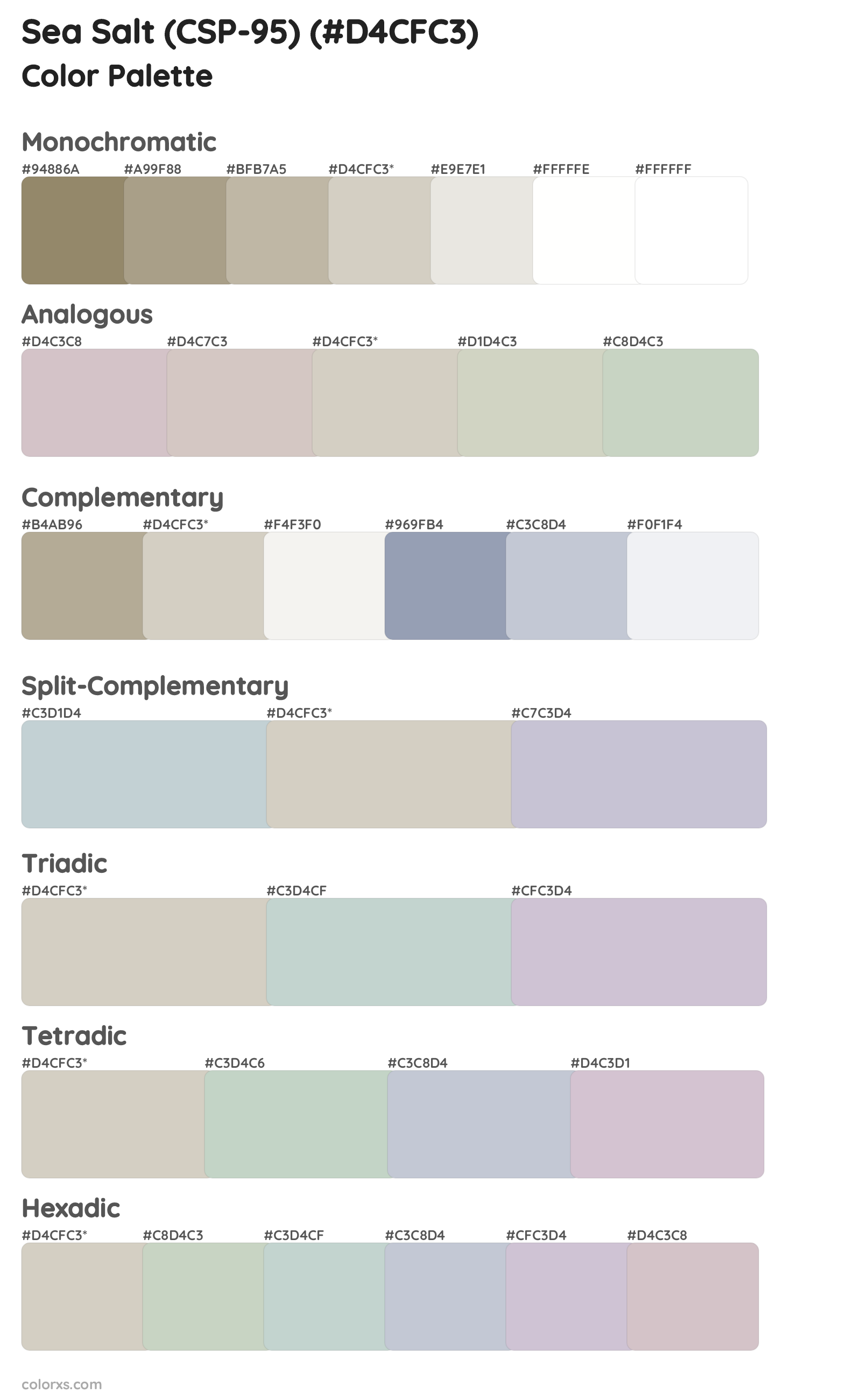 Sea Salt (CSP-95) Color Scheme Palettes