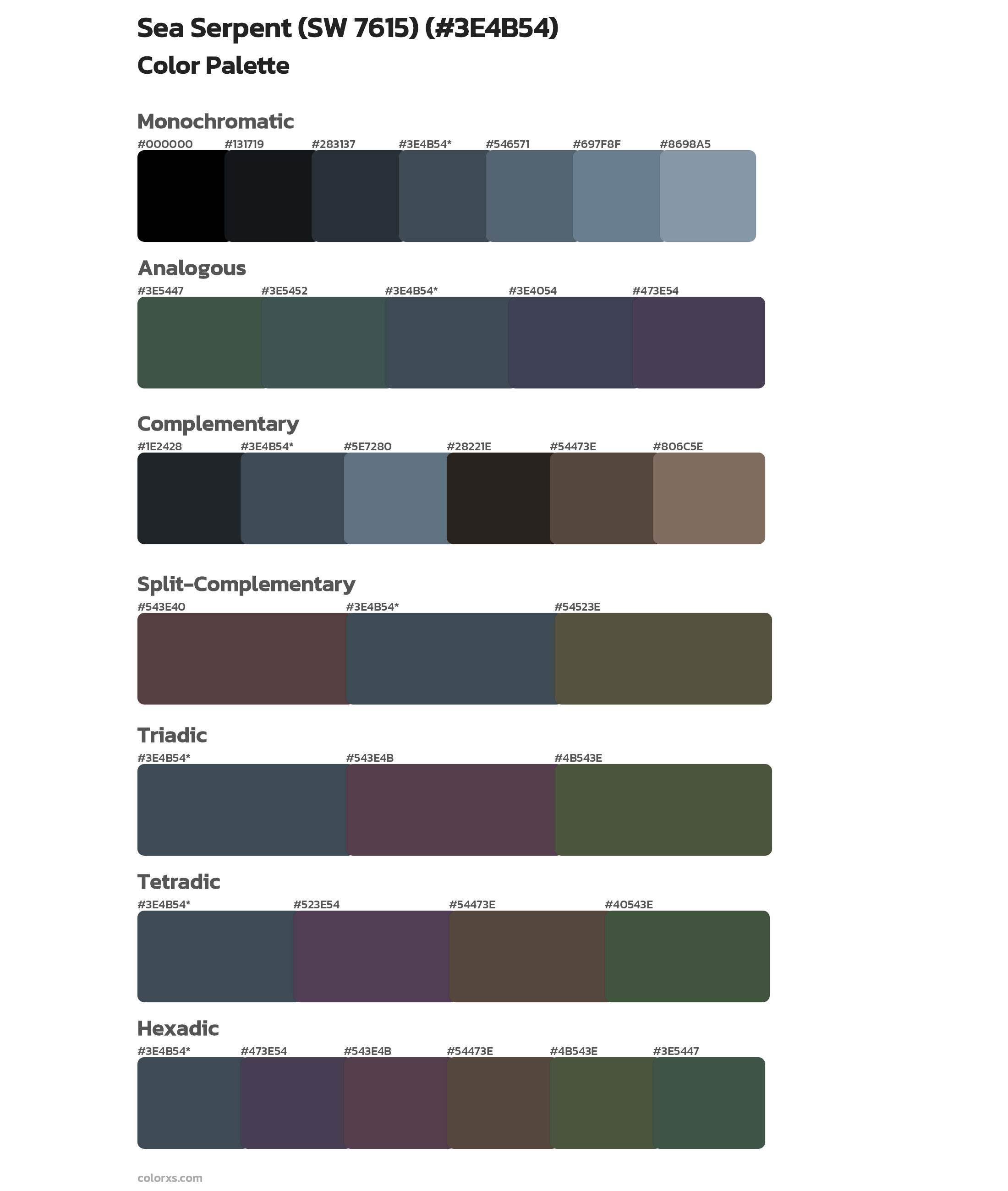 Sea Serpent (SW 7615) Color Scheme Palettes