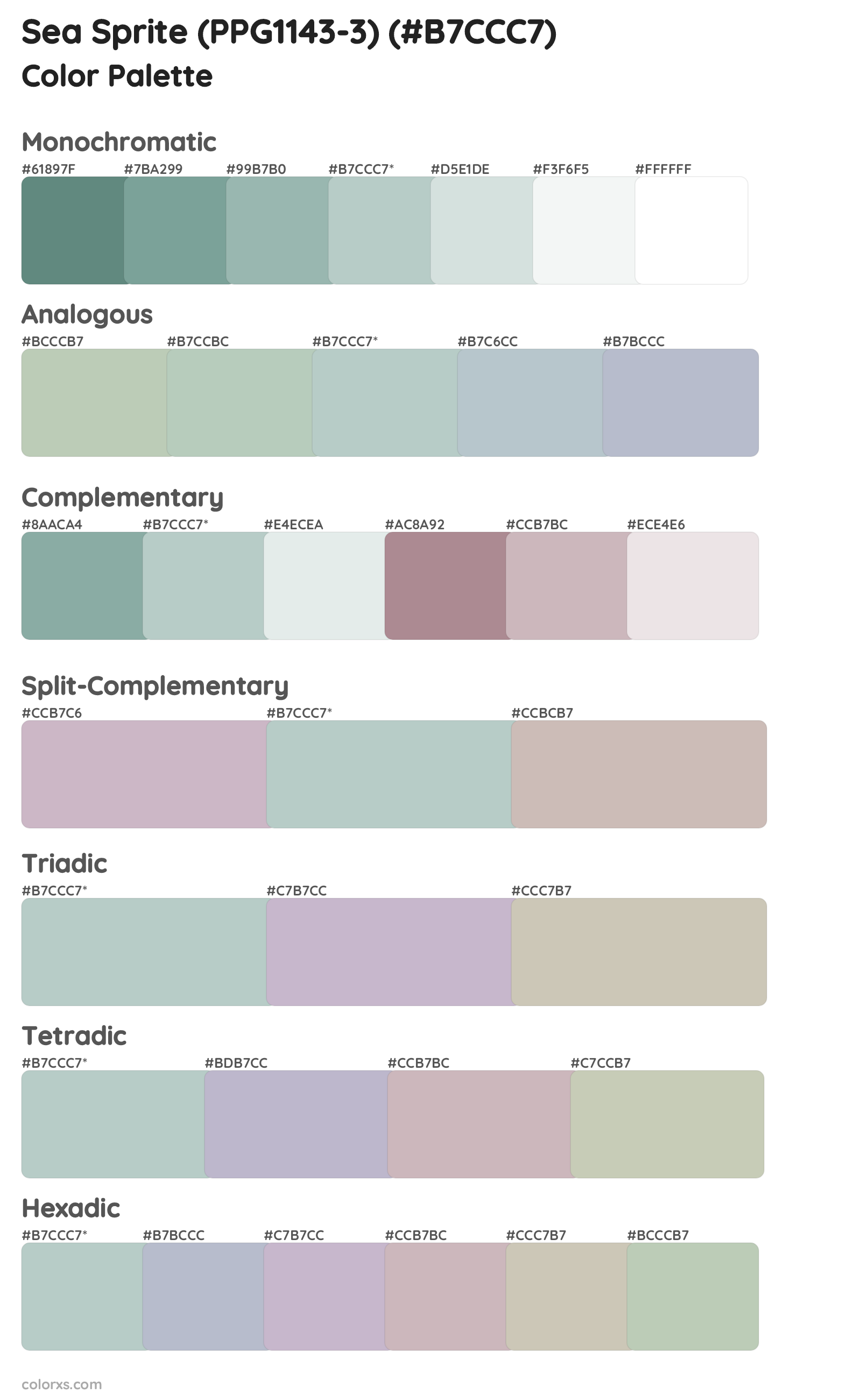 Sea Sprite (PPG1143-3) Color Scheme Palettes