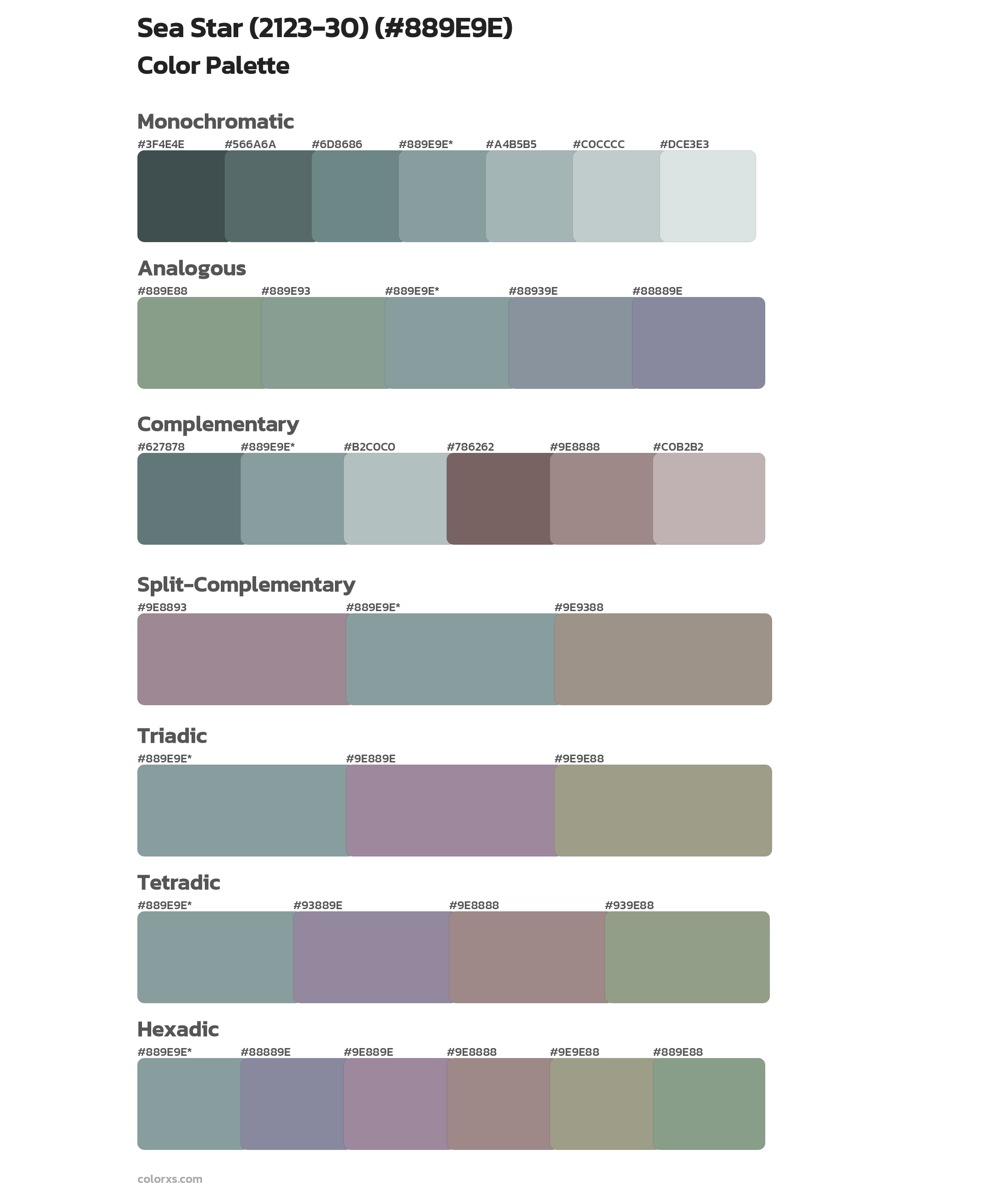 Sea Star (2123-30) Color Scheme Palettes