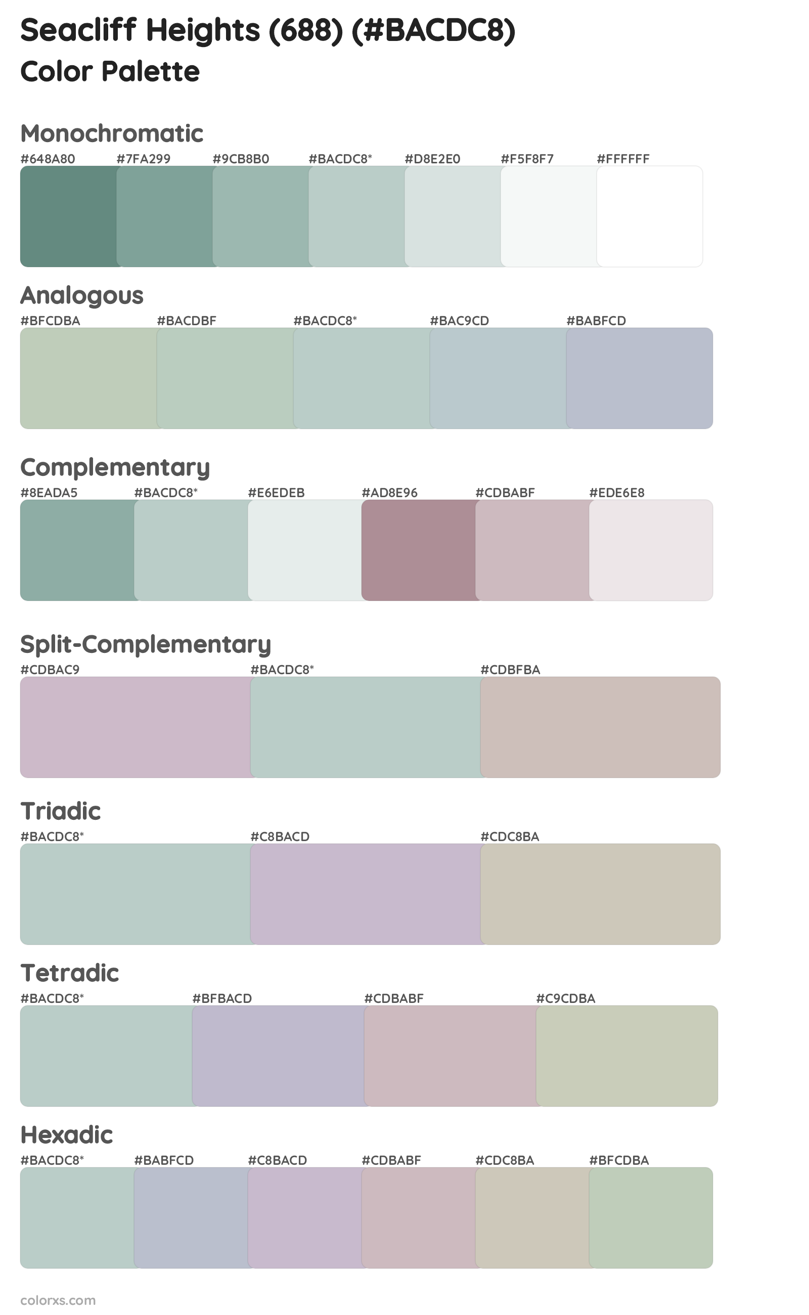 Seacliff Heights (688) Color Scheme Palettes