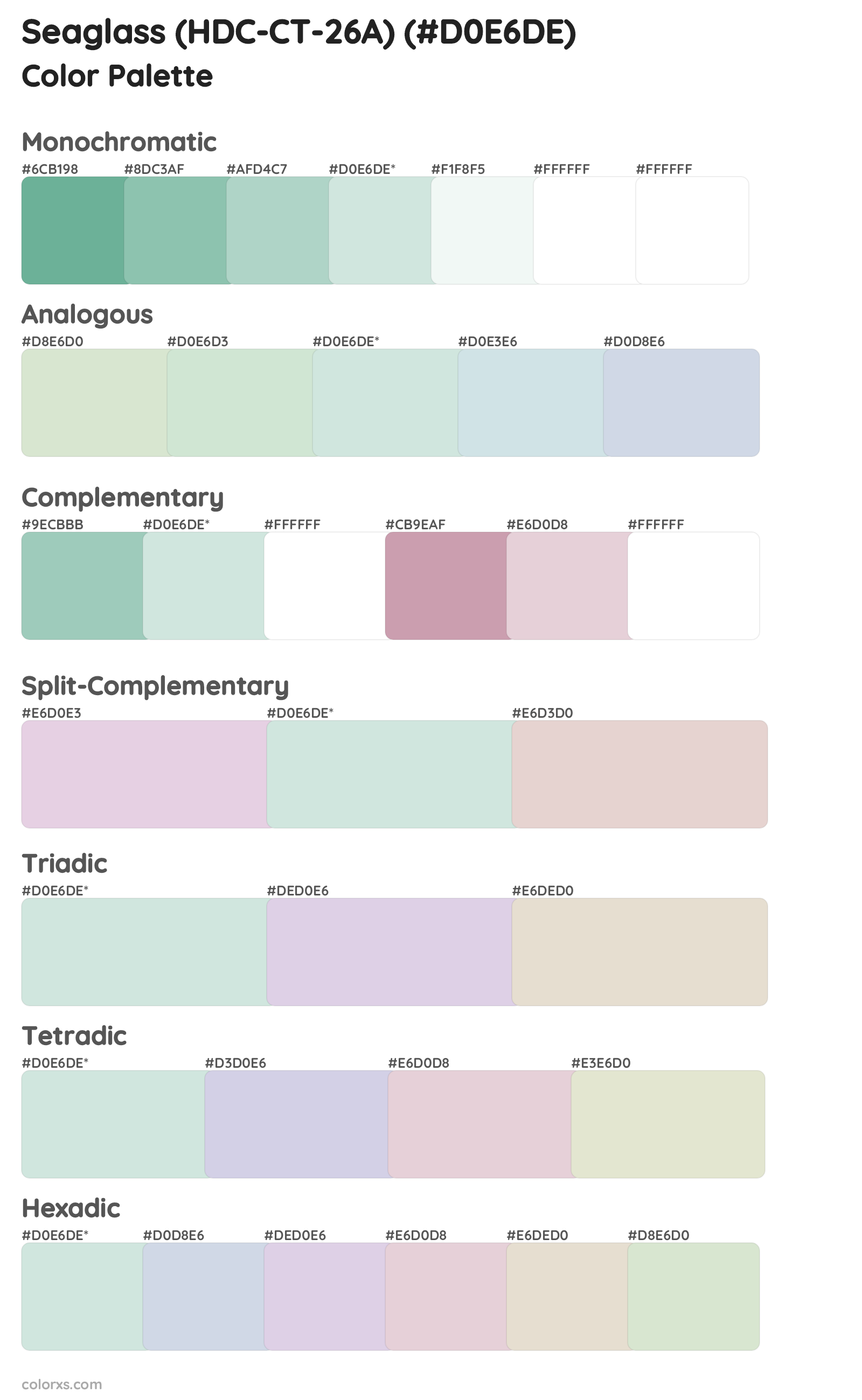 Seaglass (HDC-CT-26A) Color Scheme Palettes