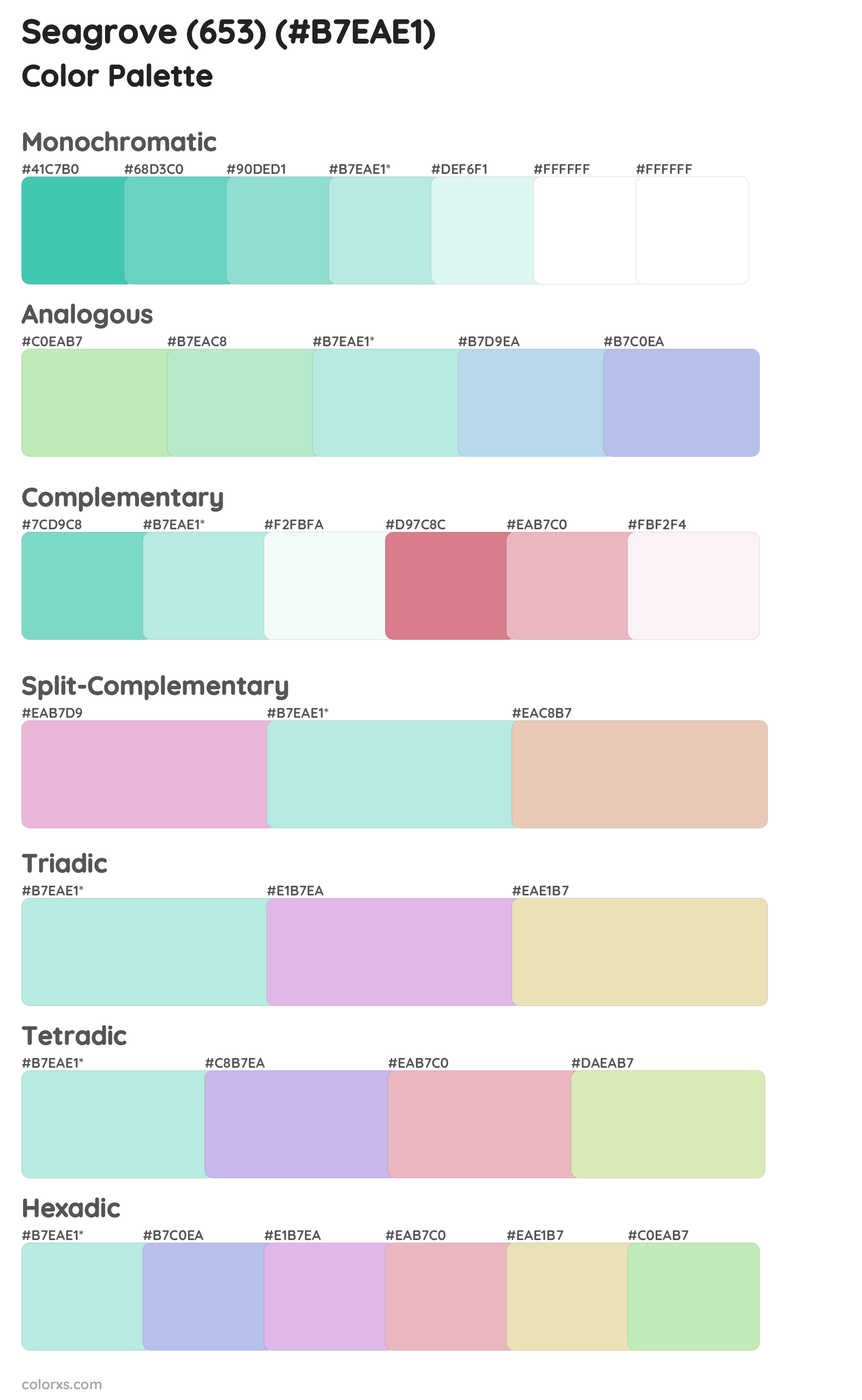 Seagrove (653) Color Scheme Palettes