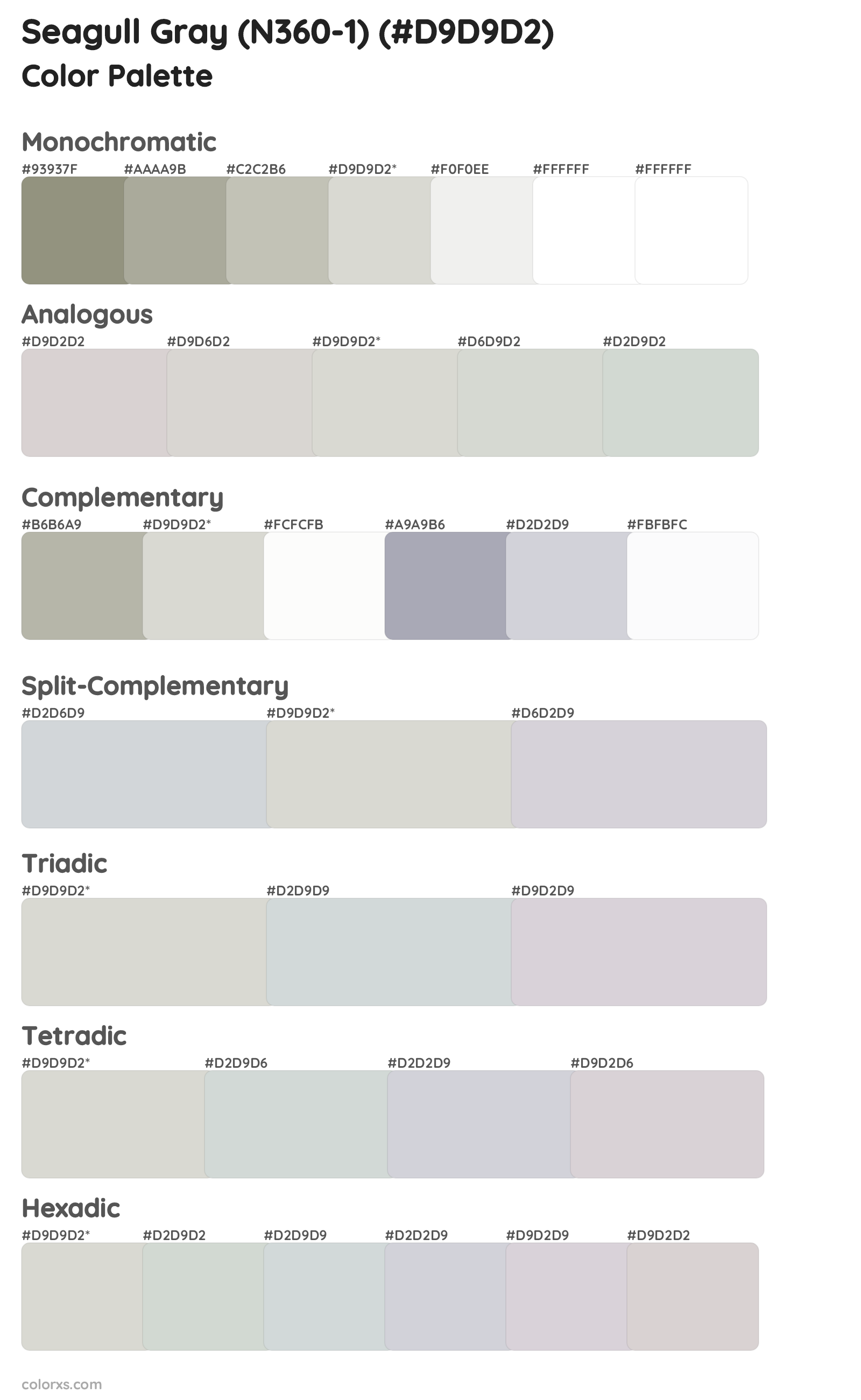 Seagull Gray (N360-1) Color Scheme Palettes