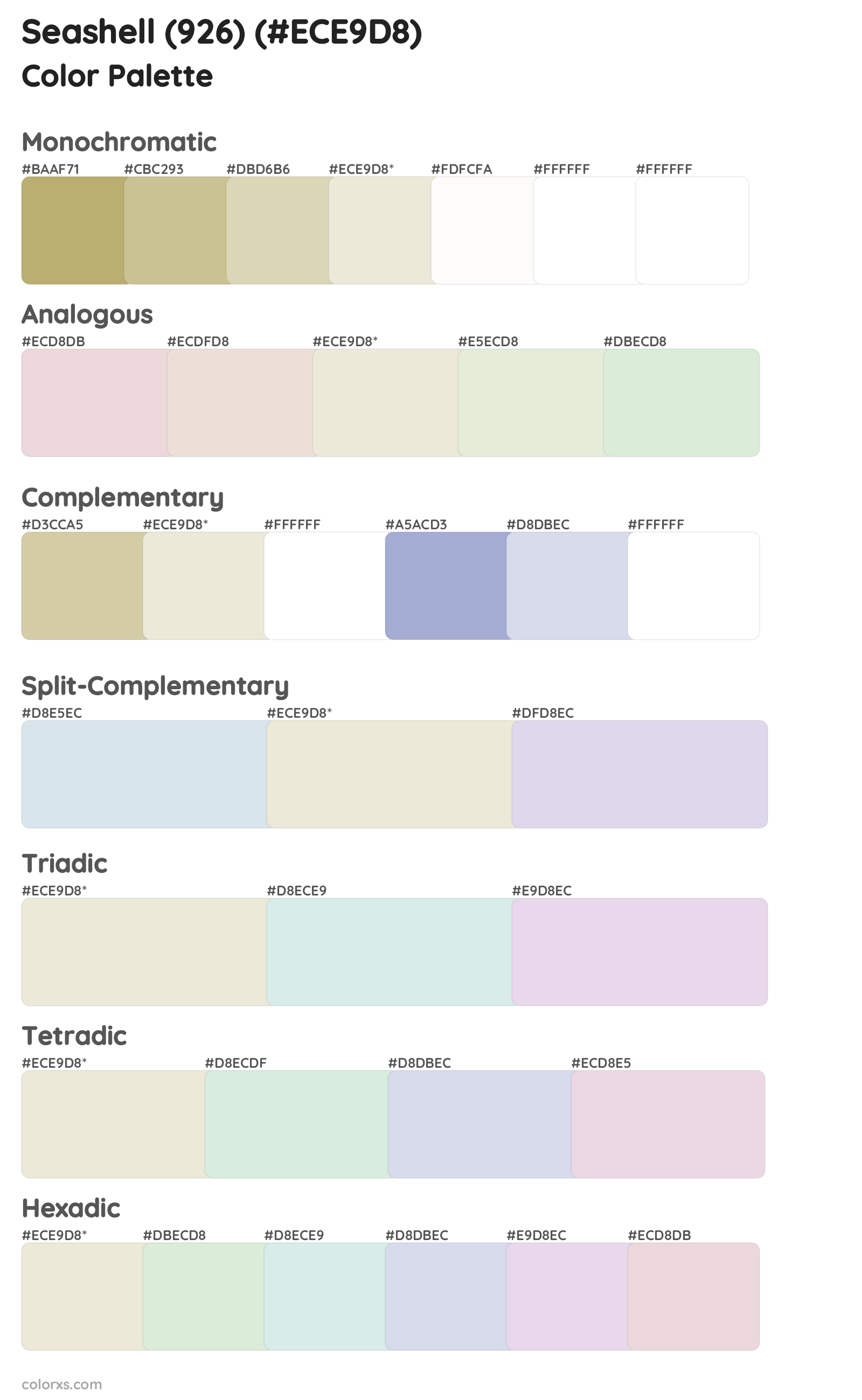 Seashell (926) Color Scheme Palettes