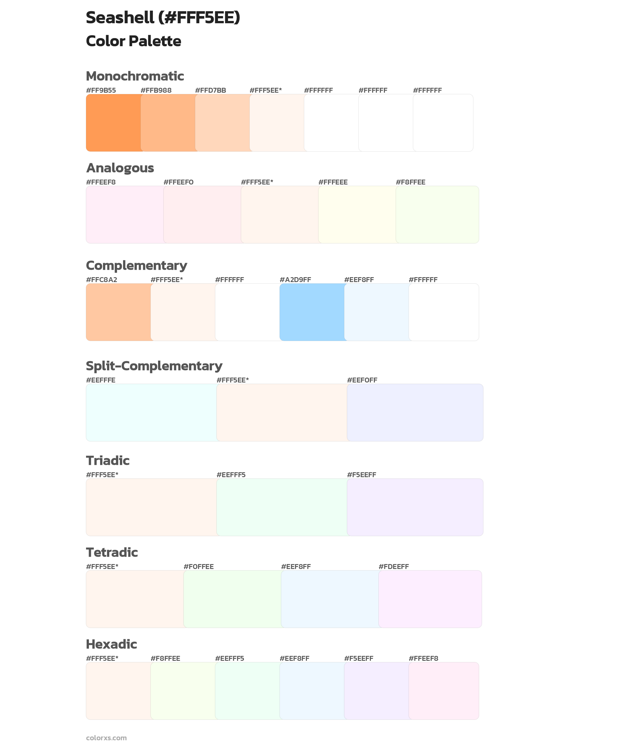 Seashell color palettes