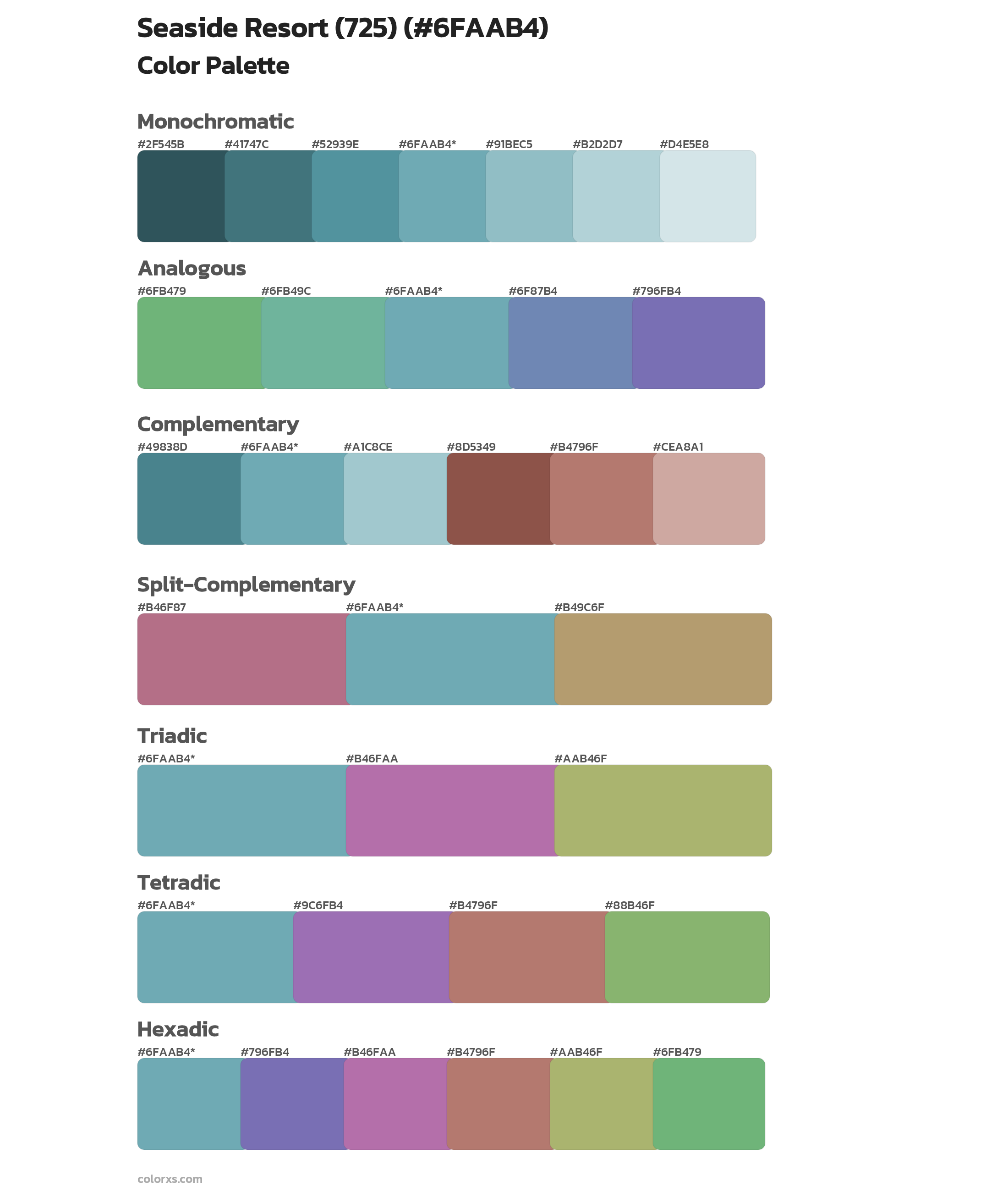 Seaside Resort (725) Color Scheme Palettes