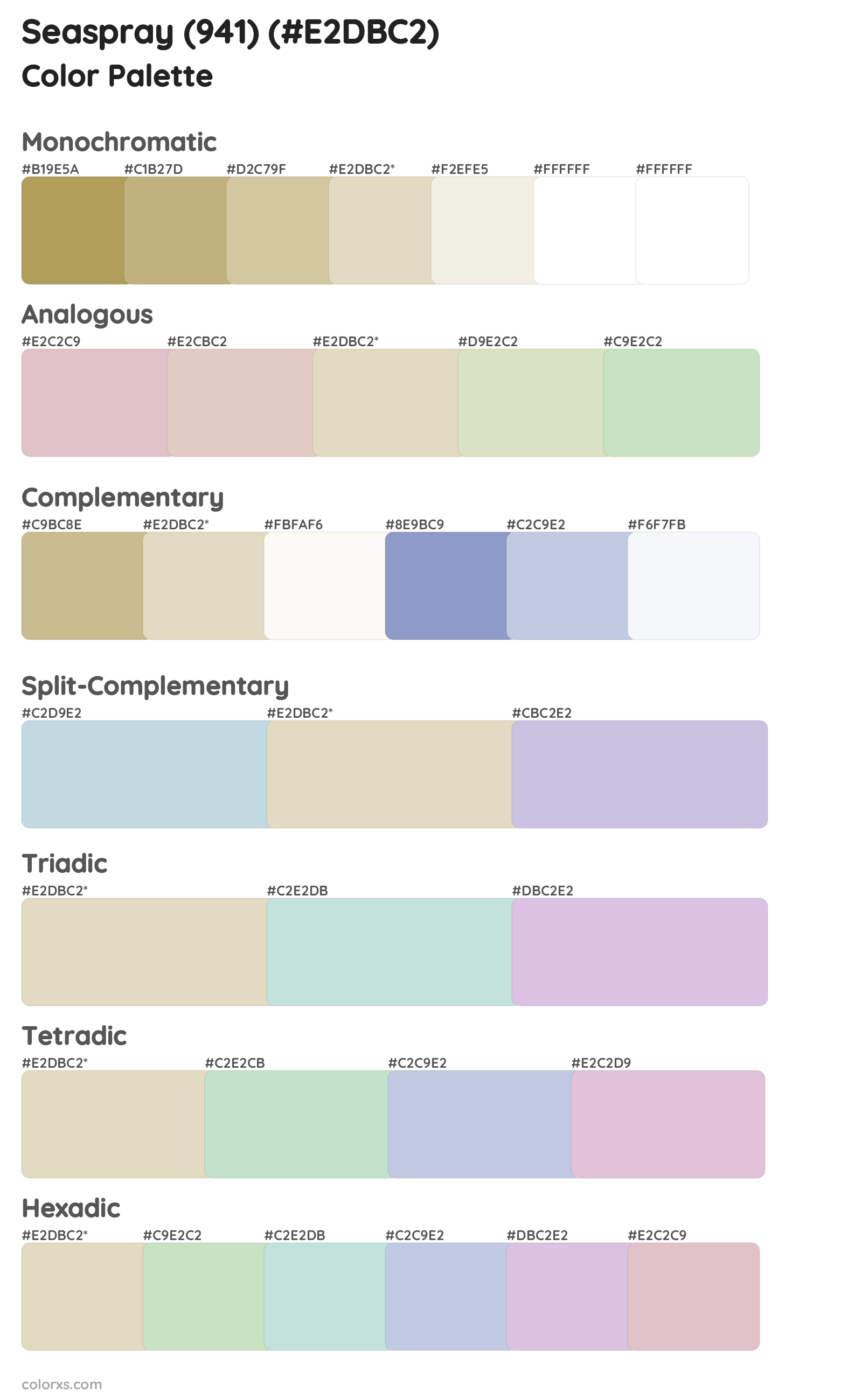 Seaspray (941) Color Scheme Palettes