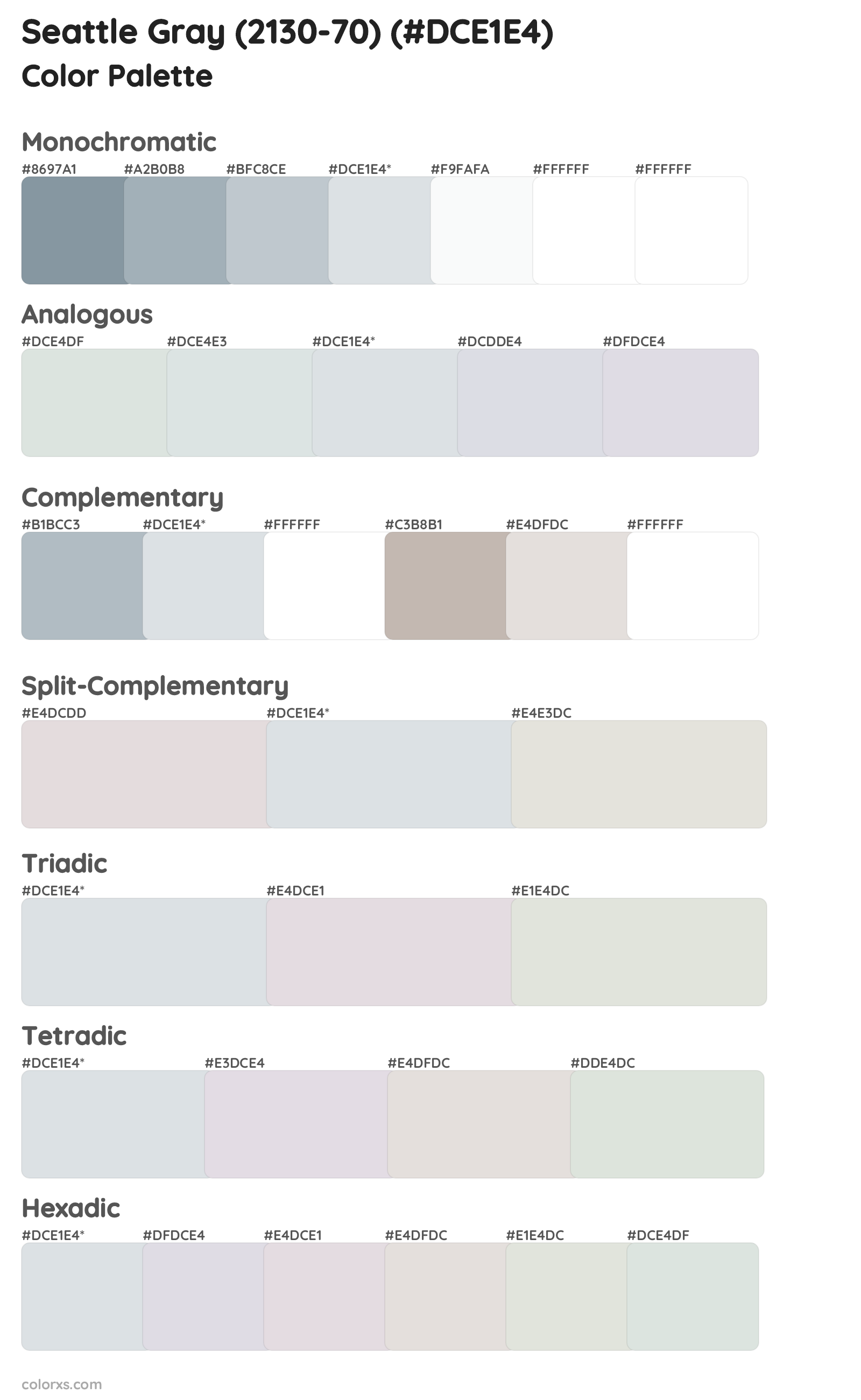 Seattle Gray (2130-70) Color Scheme Palettes