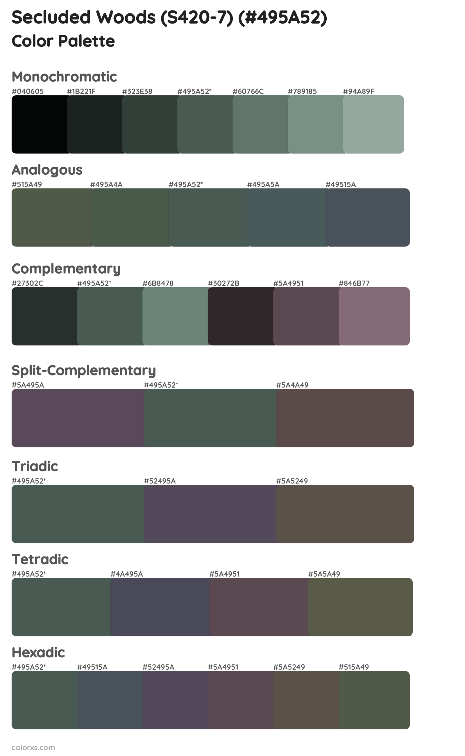 Secluded Woods (S420-7) Color Scheme Palettes