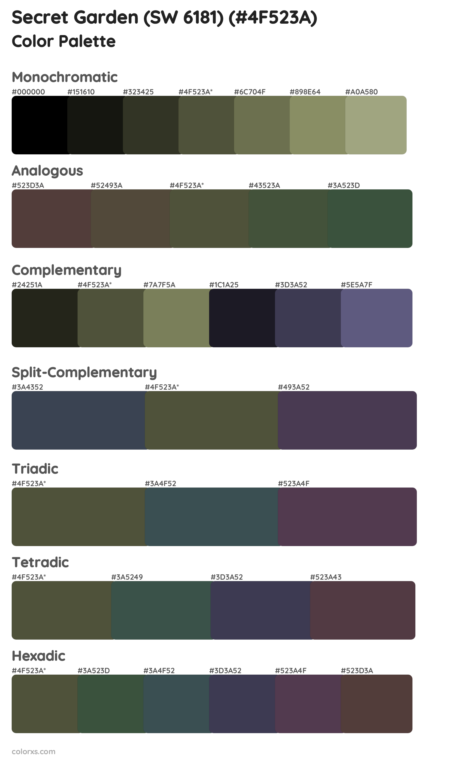 Secret Garden (SW 6181) Color Scheme Palettes