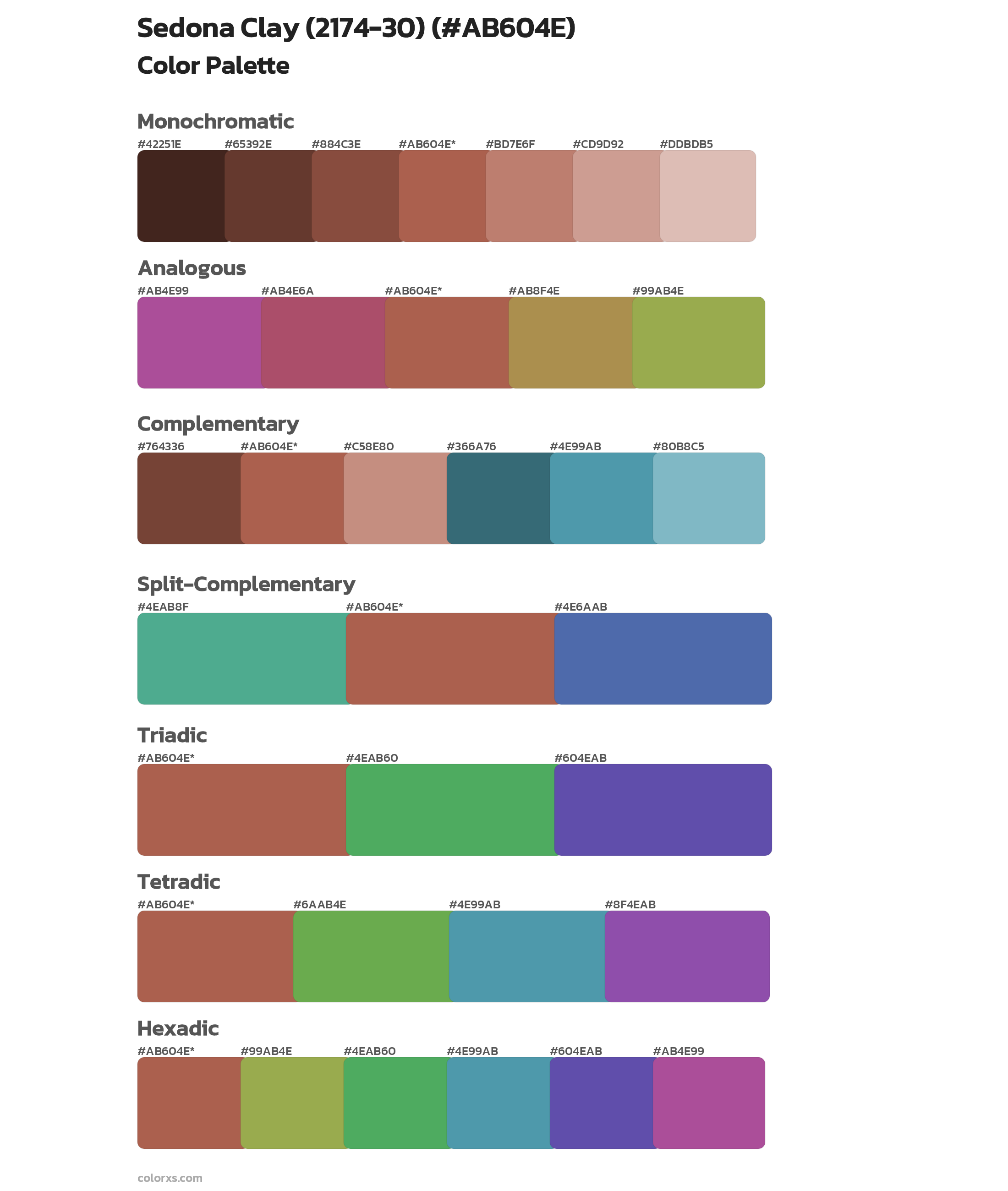 Sedona Clay (2174-30) Color Scheme Palettes