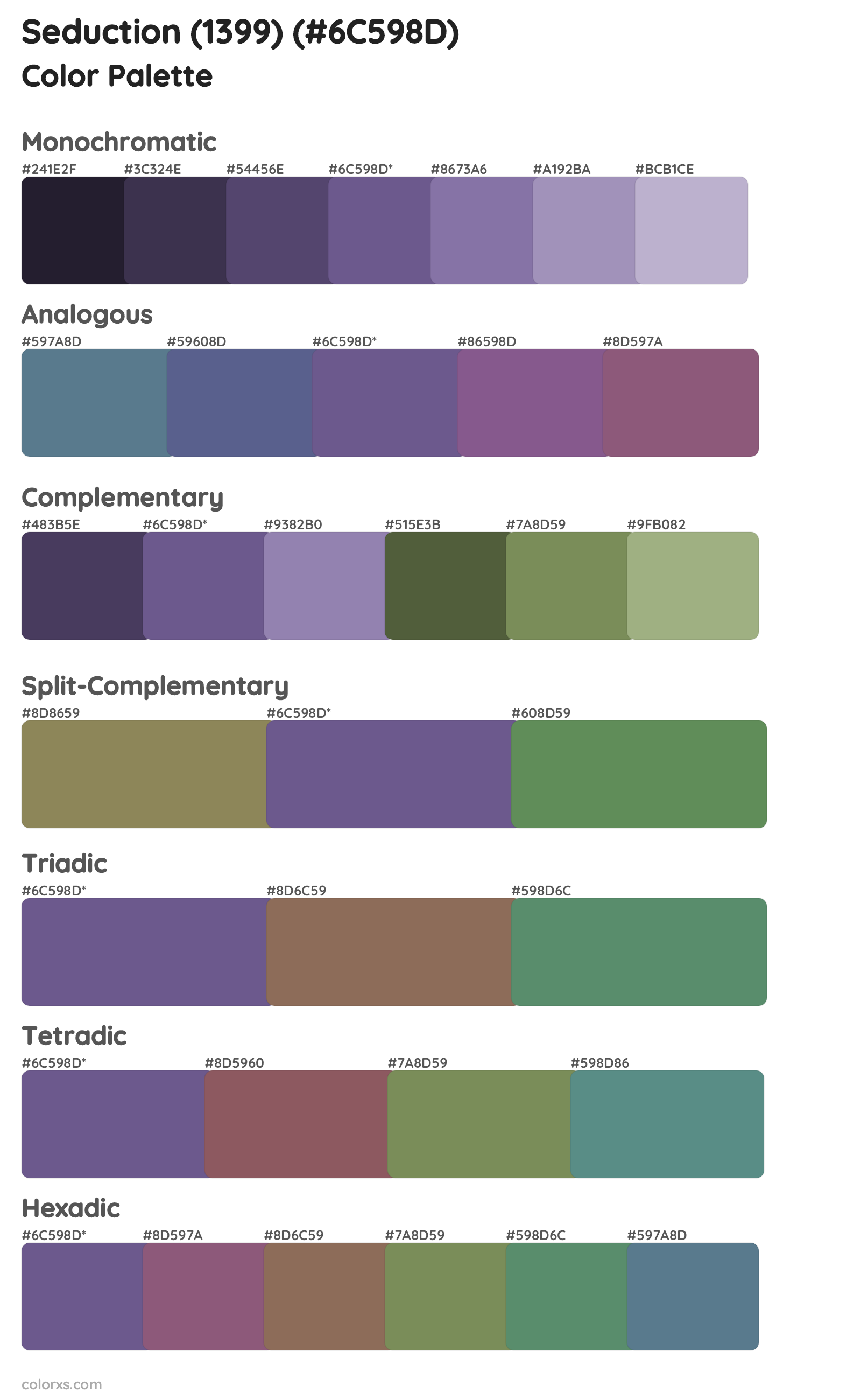 Seduction (1399) Color Scheme Palettes