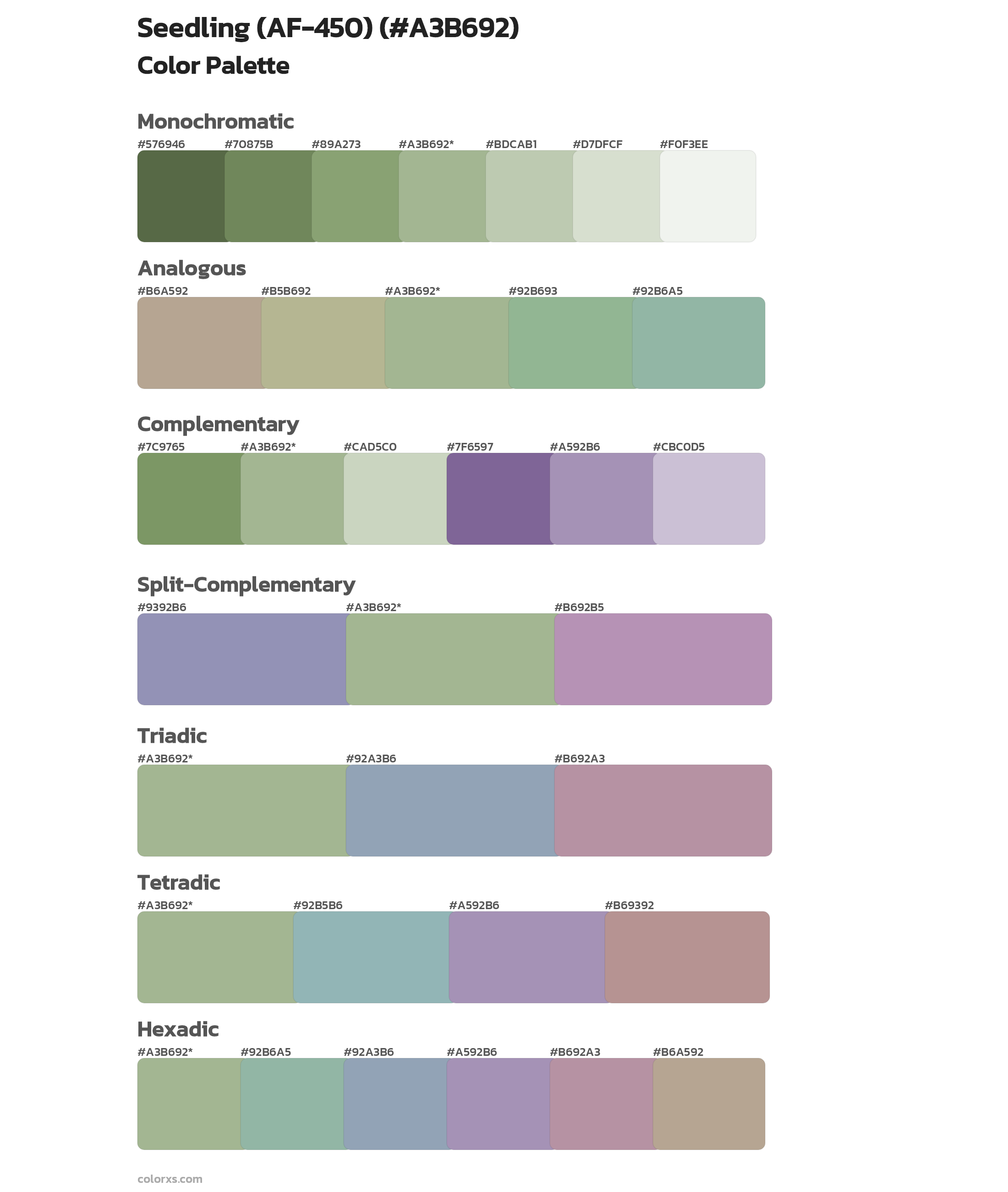 Seedling (AF-450) Color Scheme Palettes