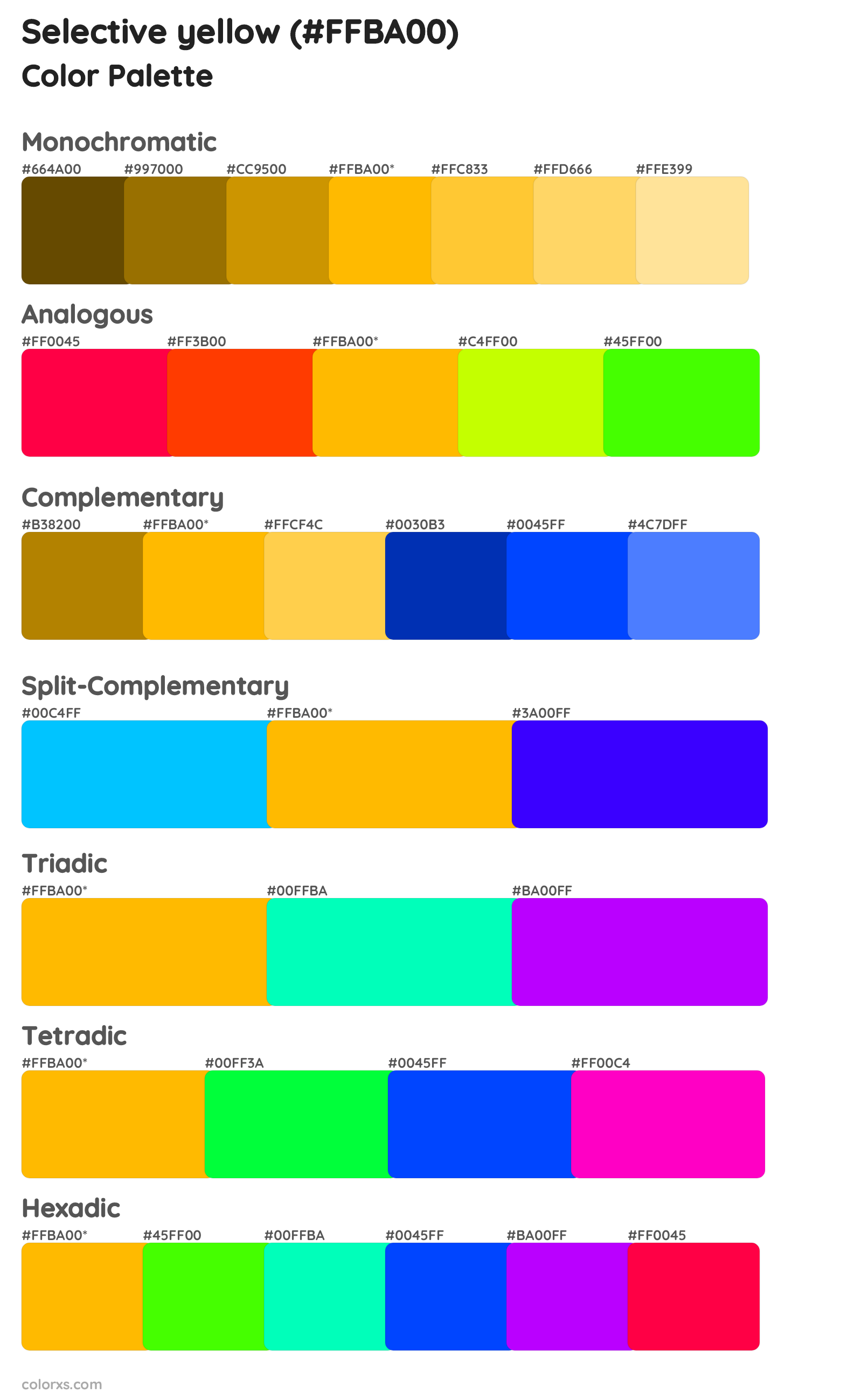Selective yellow Color Scheme Palettes