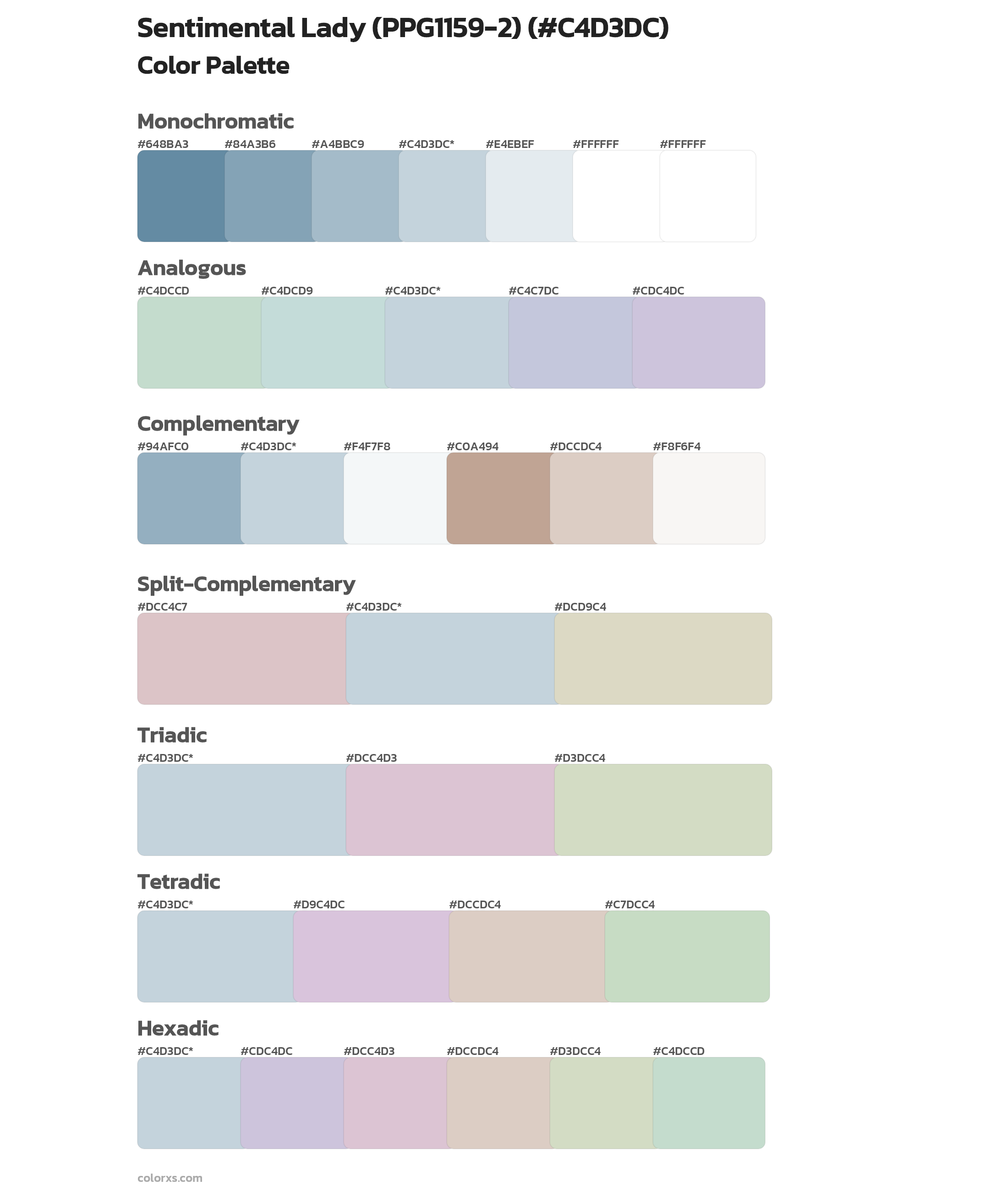 Sentimental Lady (PPG1159-2) Color Scheme Palettes