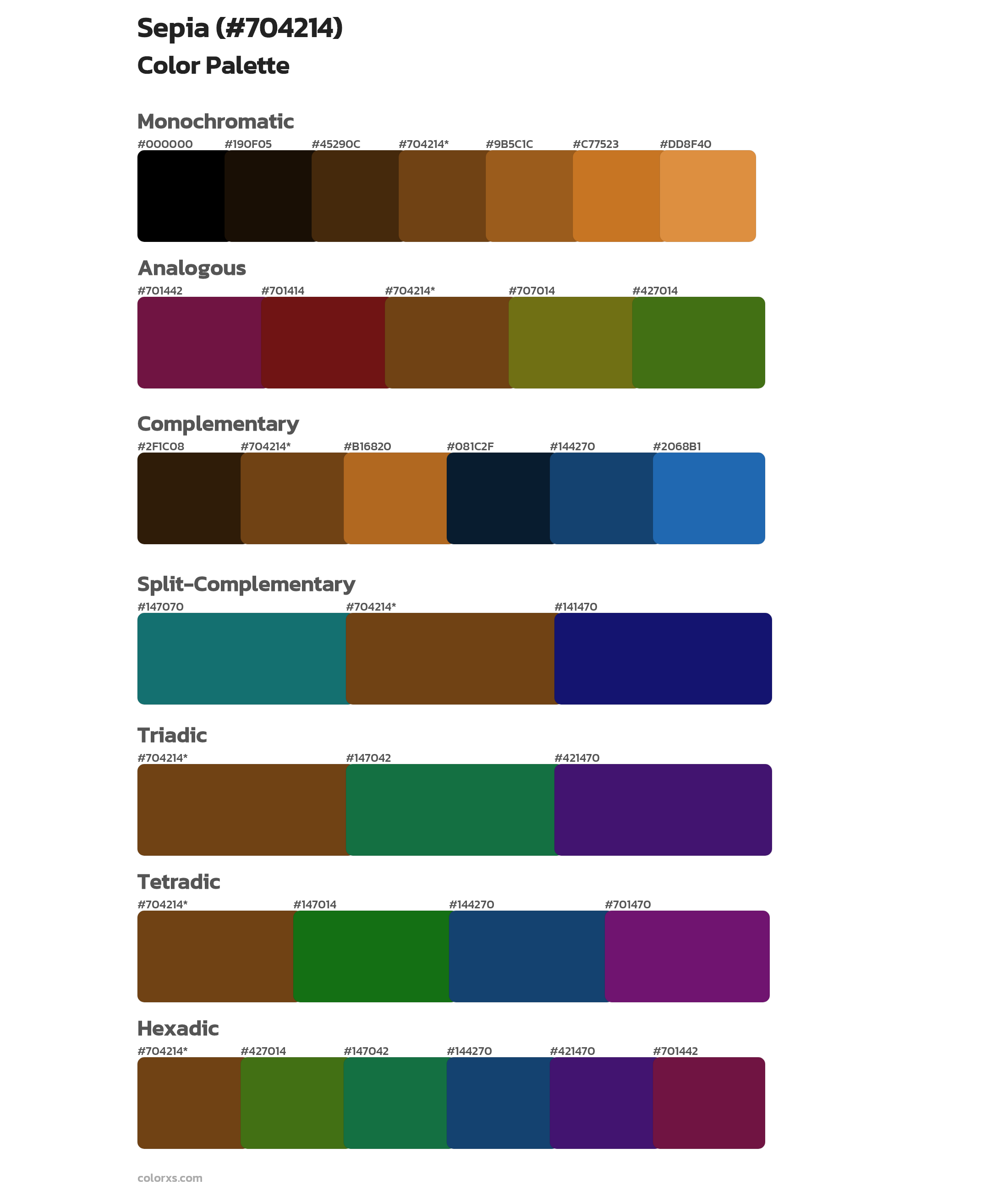 Sepia Color Scheme Palettes