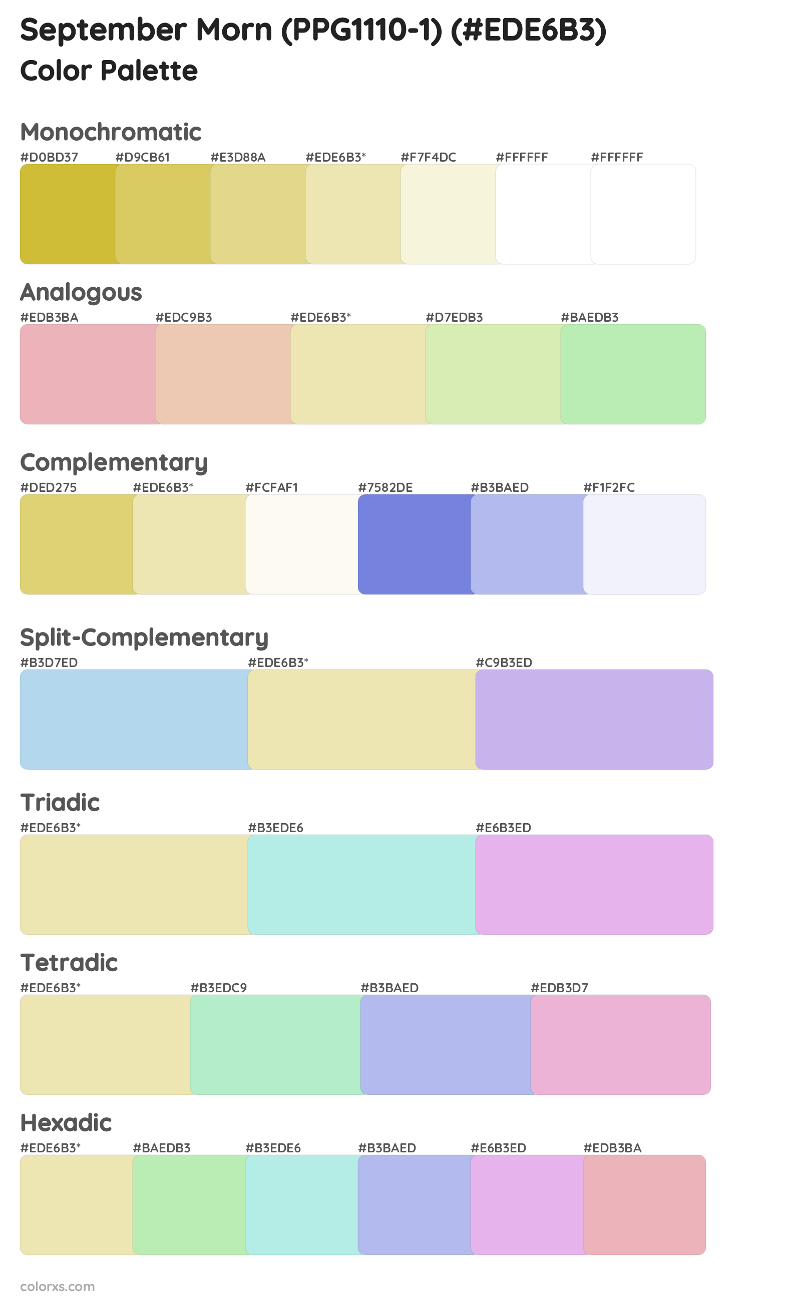 September Morn (PPG1110-1) Color Scheme Palettes