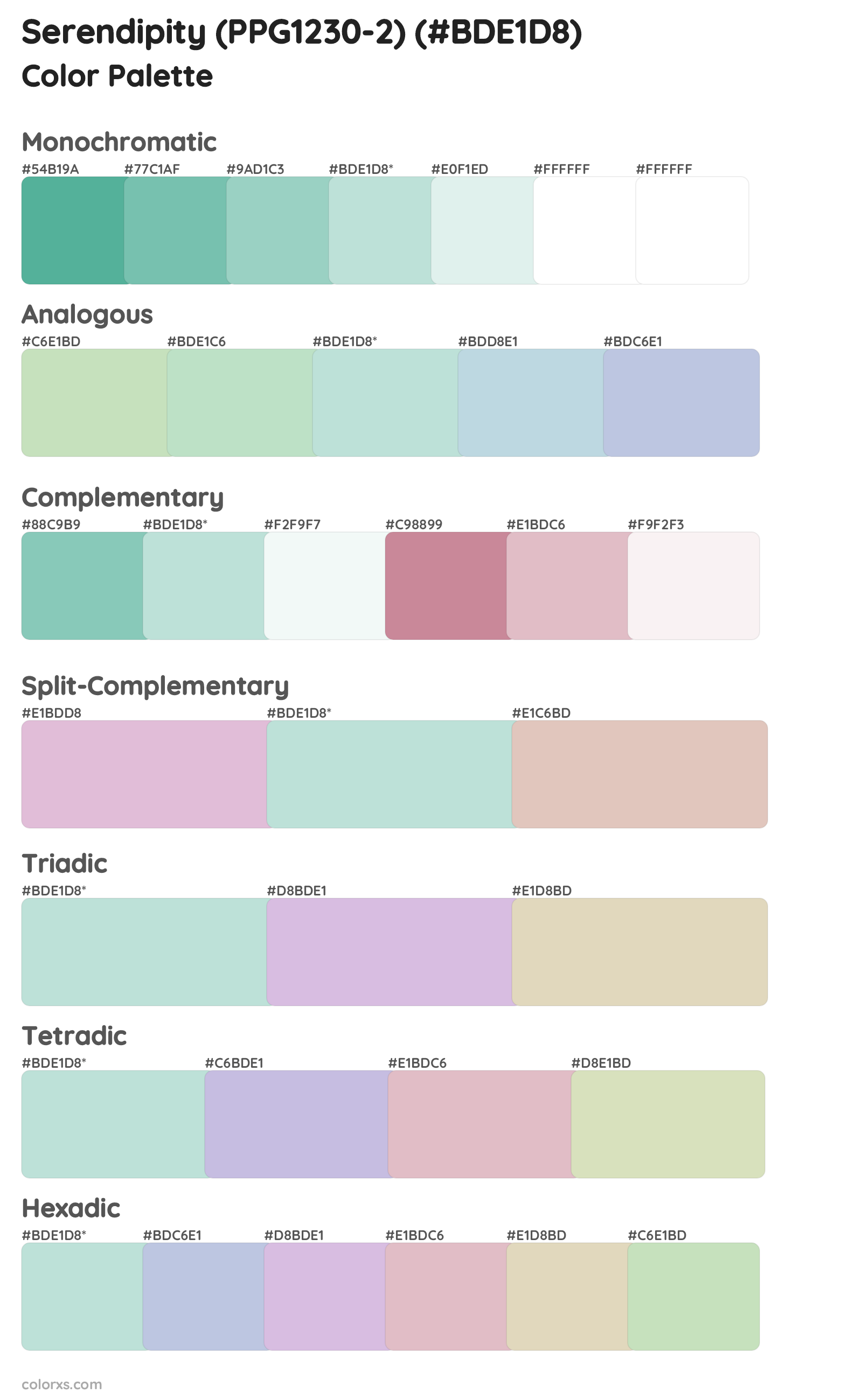 Serendipity (PPG1230-2) Color Scheme Palettes