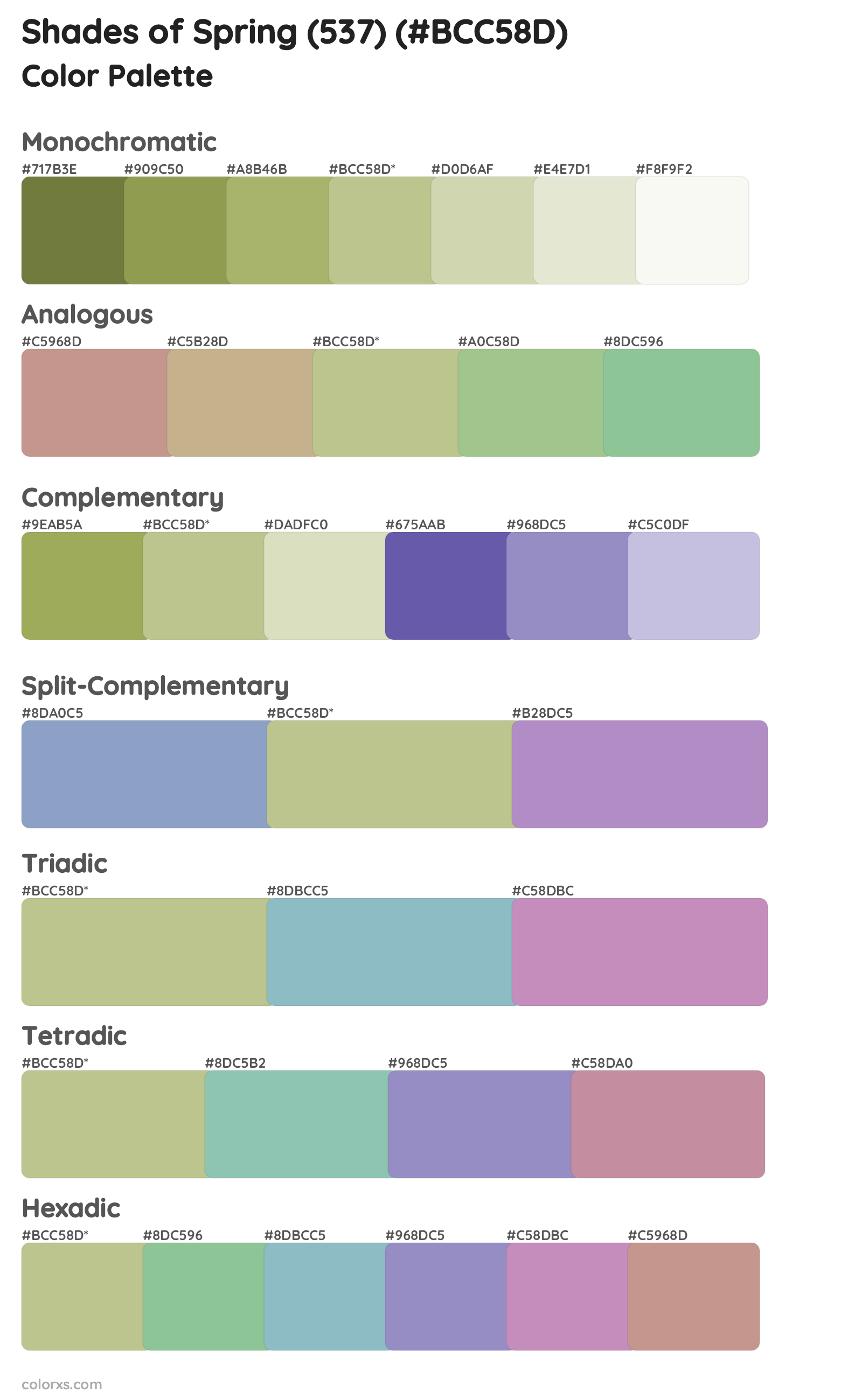 Shades of Spring (537) Color Scheme Palettes